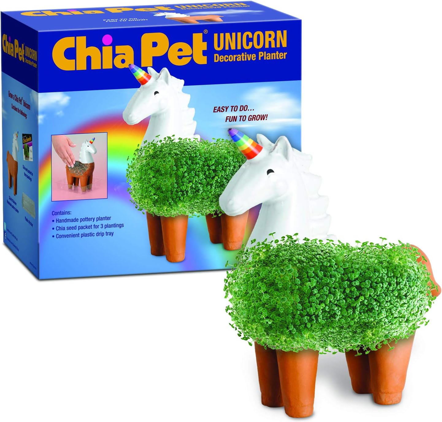 Pet Unicorn with Seed Pack, Decorative Pottery Planter, Easy to Do and Fun to Grow, Novelty Gift, Perfect for Any Occasion