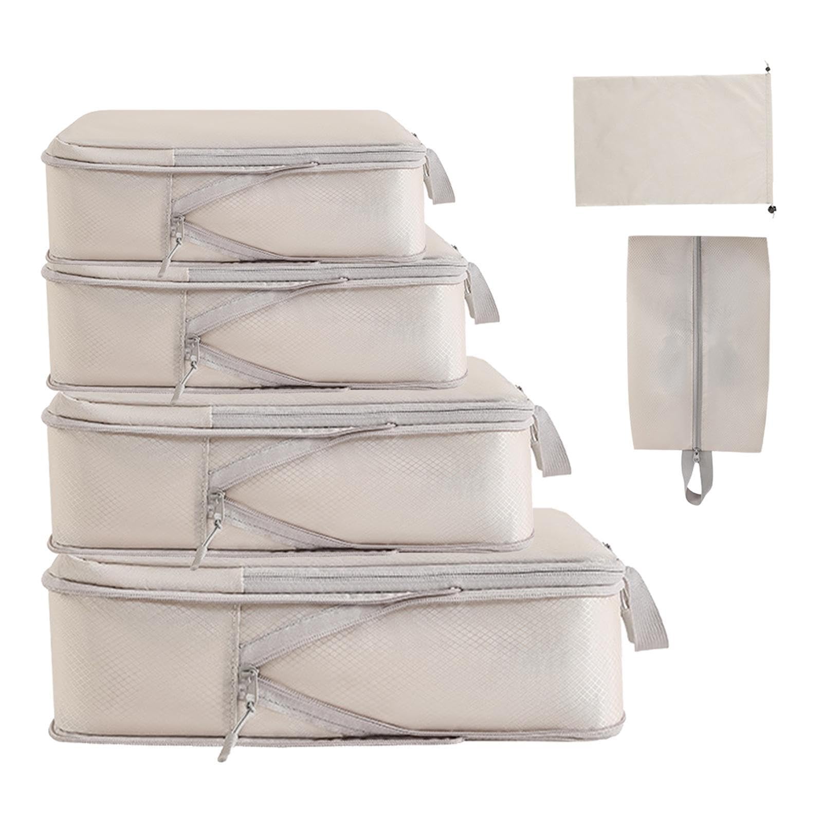 Aerotrunk Cubi da viaggio a compressione, organizer per bagagli, con doppia cerniera, per valigie (confezione da 6, nero