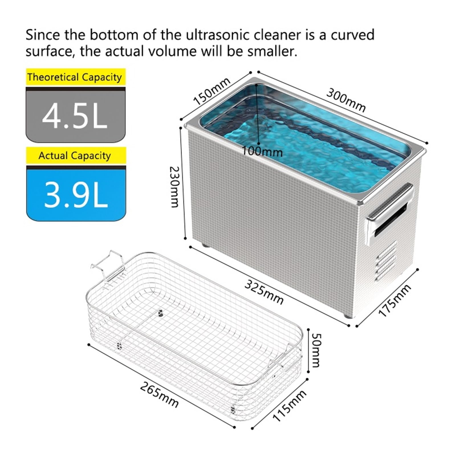 Pulitore Ad Ultrasuoni Digitale 4,5L 180W Display A LED Timer Riscaldatore Onda Variabile Strumenti Chirurgici Laboratorio Odontoiatrico Iniettore Efficace Pulizia Professionale