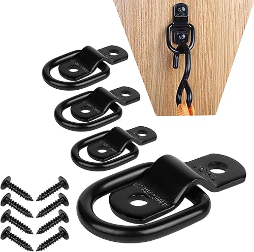 Juego de 4 hebillas de anillo de anclaje tipo D para automóvil, punto de anclaje de remolque, hebilla de fijación tipo D con tornillos, lengüeta de