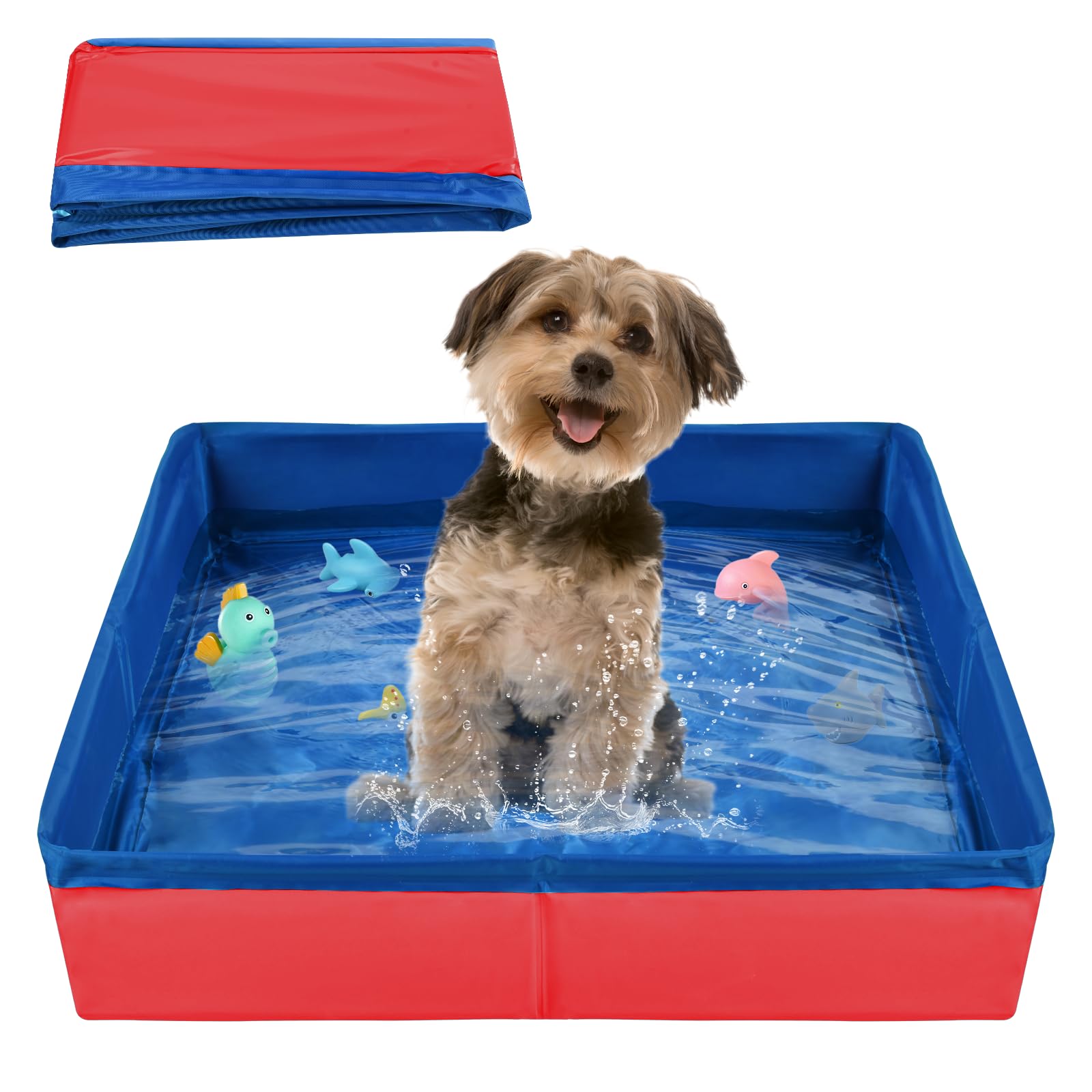 LQTSLFM Piscina Gatos, Piscina Perros y Gatos, Piscinas Plegable Gatos, Piscinas para Animal, Piscin para Gatos &Perros Pueden Jugar en el Agua, Bañarse y Descansar (50x10cm-RojoB)