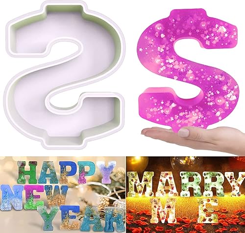 Molde de resina, moldes de silicona 3D con signo de dólar de USD para fundición de resina epoxi, moldes de alfabeto de silicona para resina para