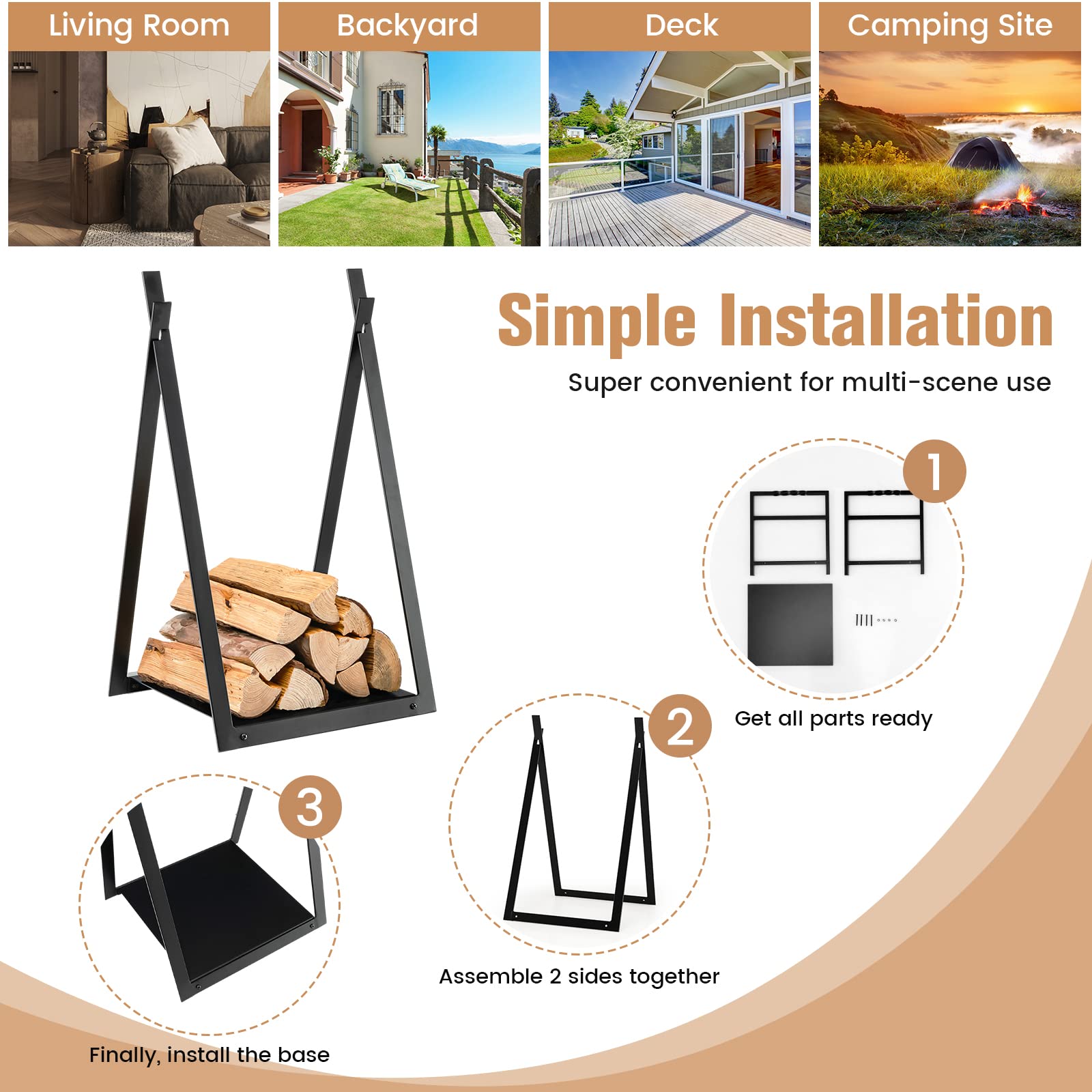 Amazon.com : IRONMAX Firewood Rack, 16'' Decorative Steel