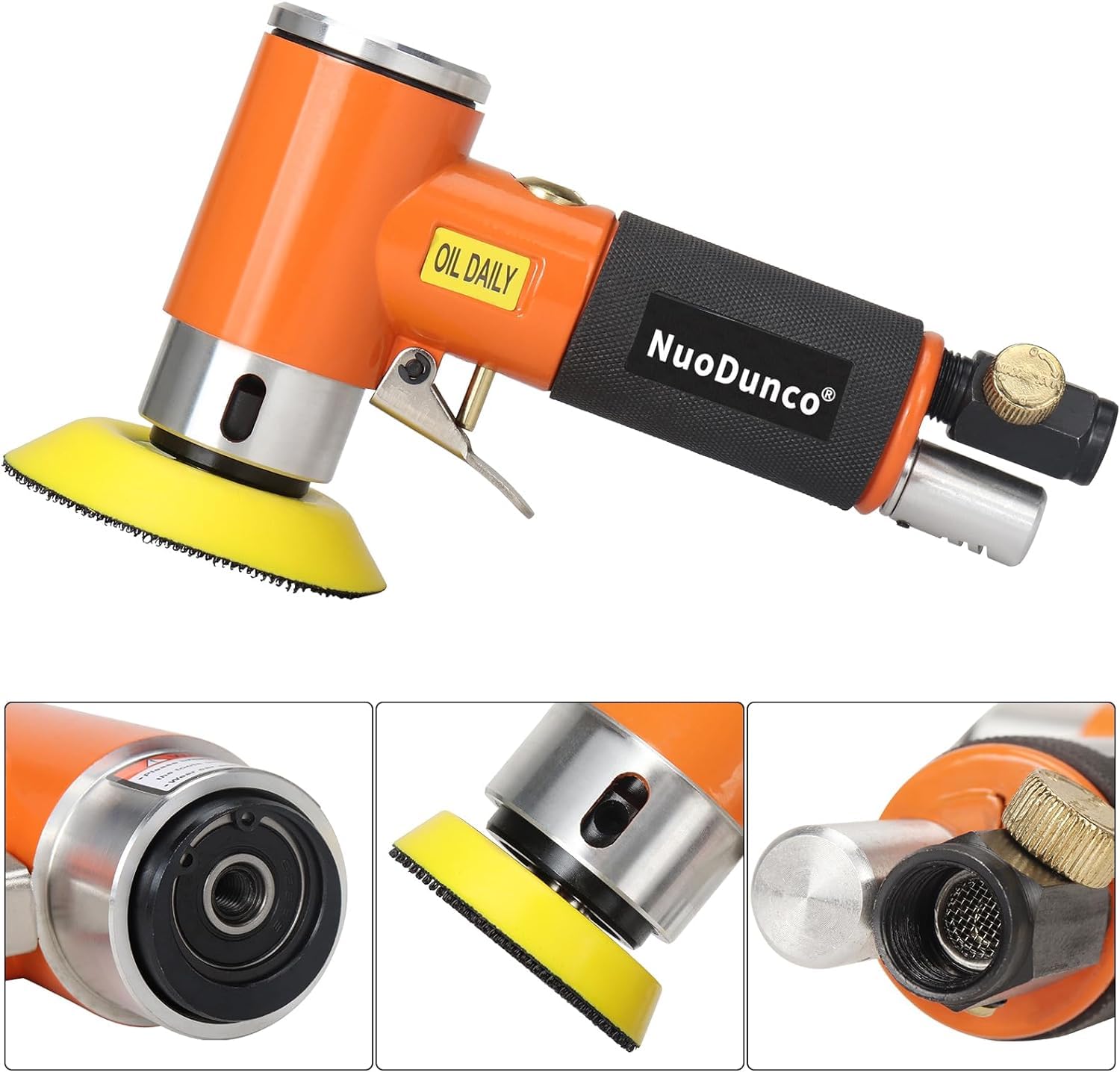 Mini Ponceuse excentrique，Air Sander Pour ponçage et polissage | Doté d’amortisseurs anti-fatigue, réglage vitesse rapide, faible bruit, adapté au ponçage métallique