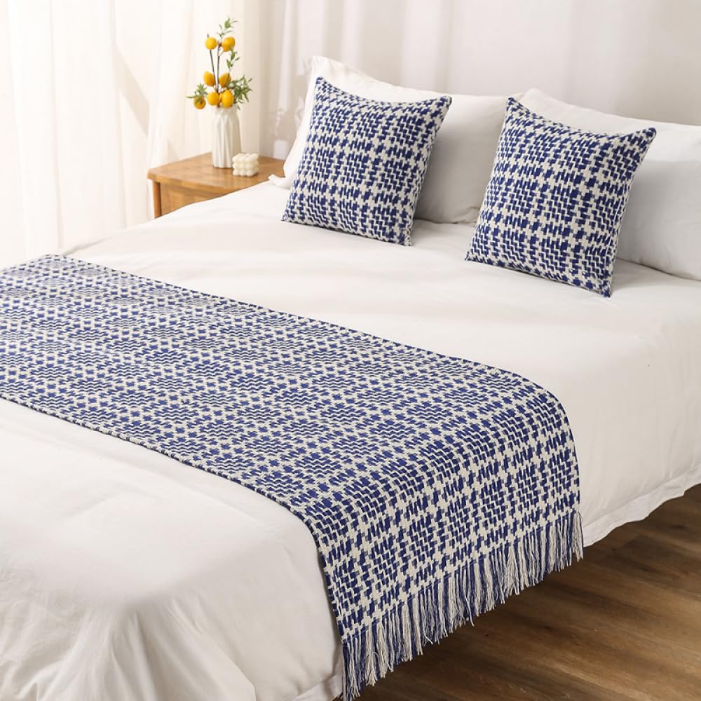 Couvre-lit doux pour chambre à coucher bleu azur de style hôtel