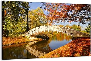 Quadro su tela - Elemento unico - Flusso Passerella autunno - 120x80cm - Pronto da appendere - Home Decor - Stampe su Tela - Quadri Moderni - completamente incorniciato - AA120x80-2654