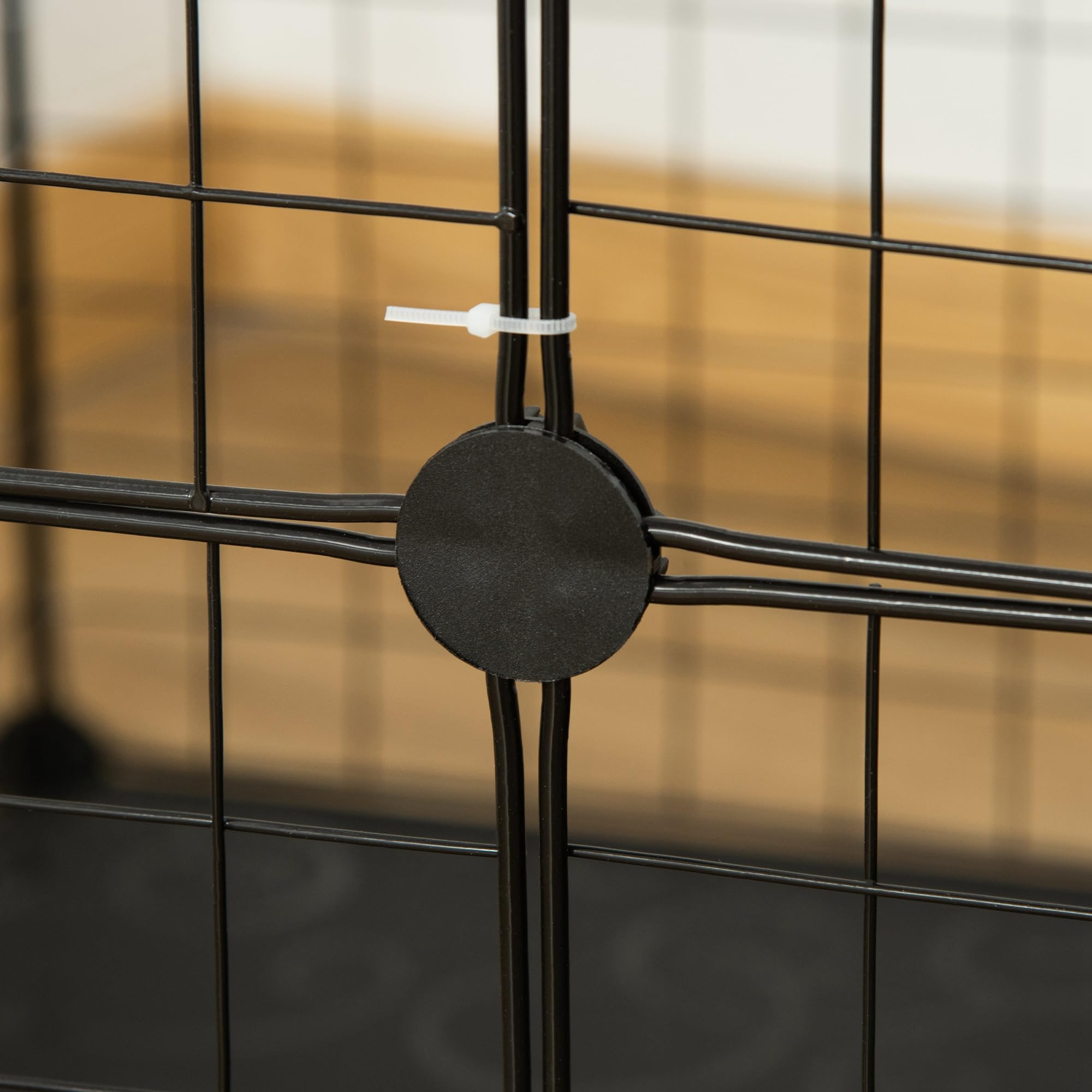 PawHut Enclos pour Petits Animaux, Cage à Lapin modulable 3 Niveaux, 39 Panneaux avec 2 rampes, Parc clôture pour Animaux domestiques intérieur pour Lapin, Chaton, Chinchilla, Furet, en métal, Noir