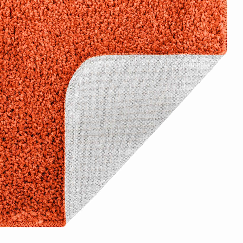 2 TLG. Badematten-Set Orange, rutschfeste Badvorleger mit Toilettenausschnitt 50x50cm und Badteppich 60x90cm aus weichem Polypropylen