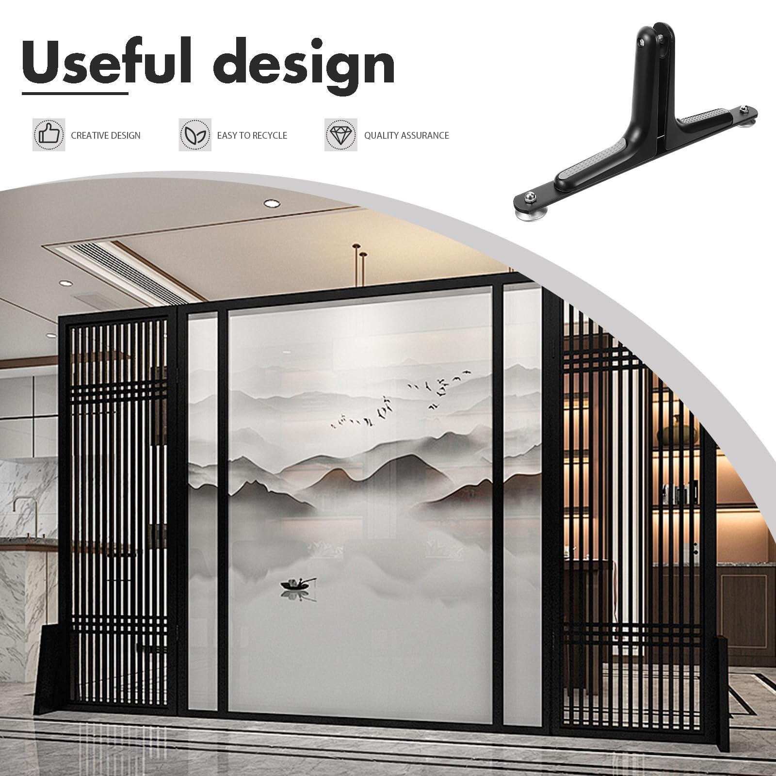 Healeved Base para Mampara Divisoria de Ambientes, Negro, Aleación de Zinc