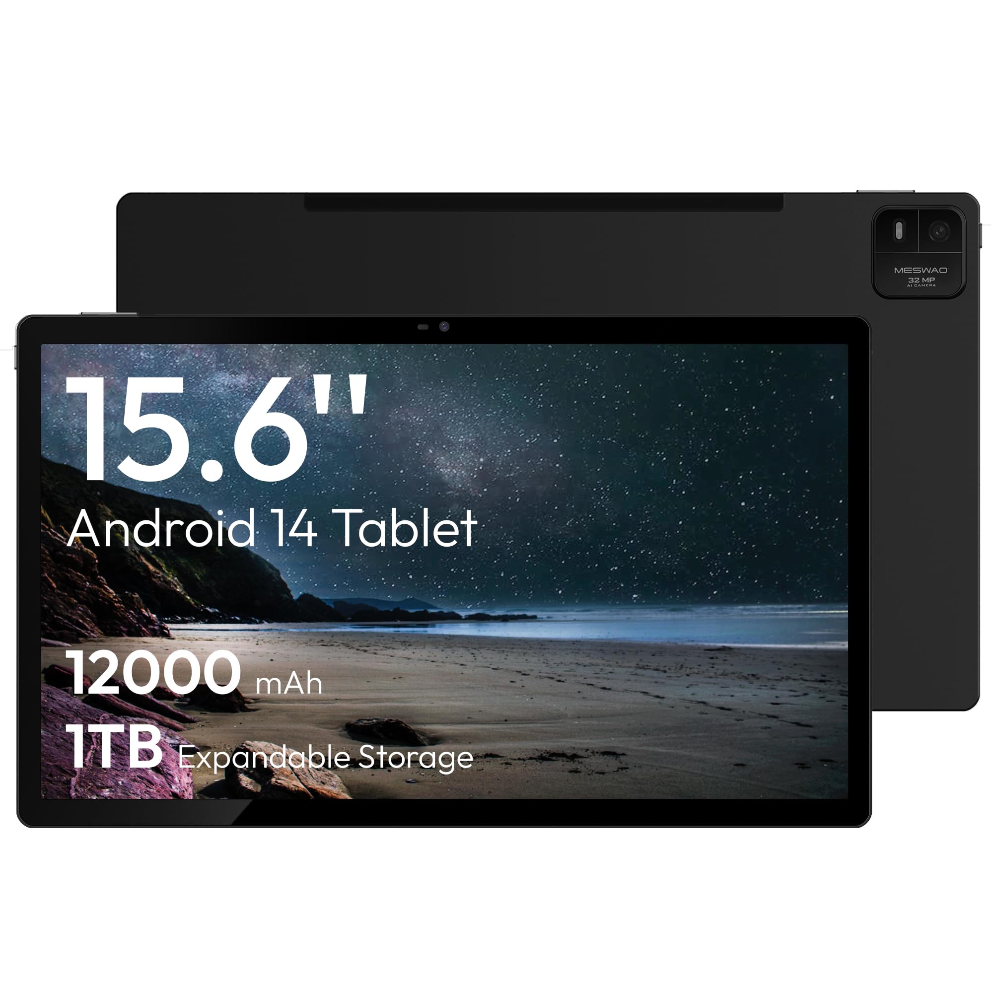 MESWAO 15.6 Inch Tablet 2025, Android 14, Helio G99 Octa-Core