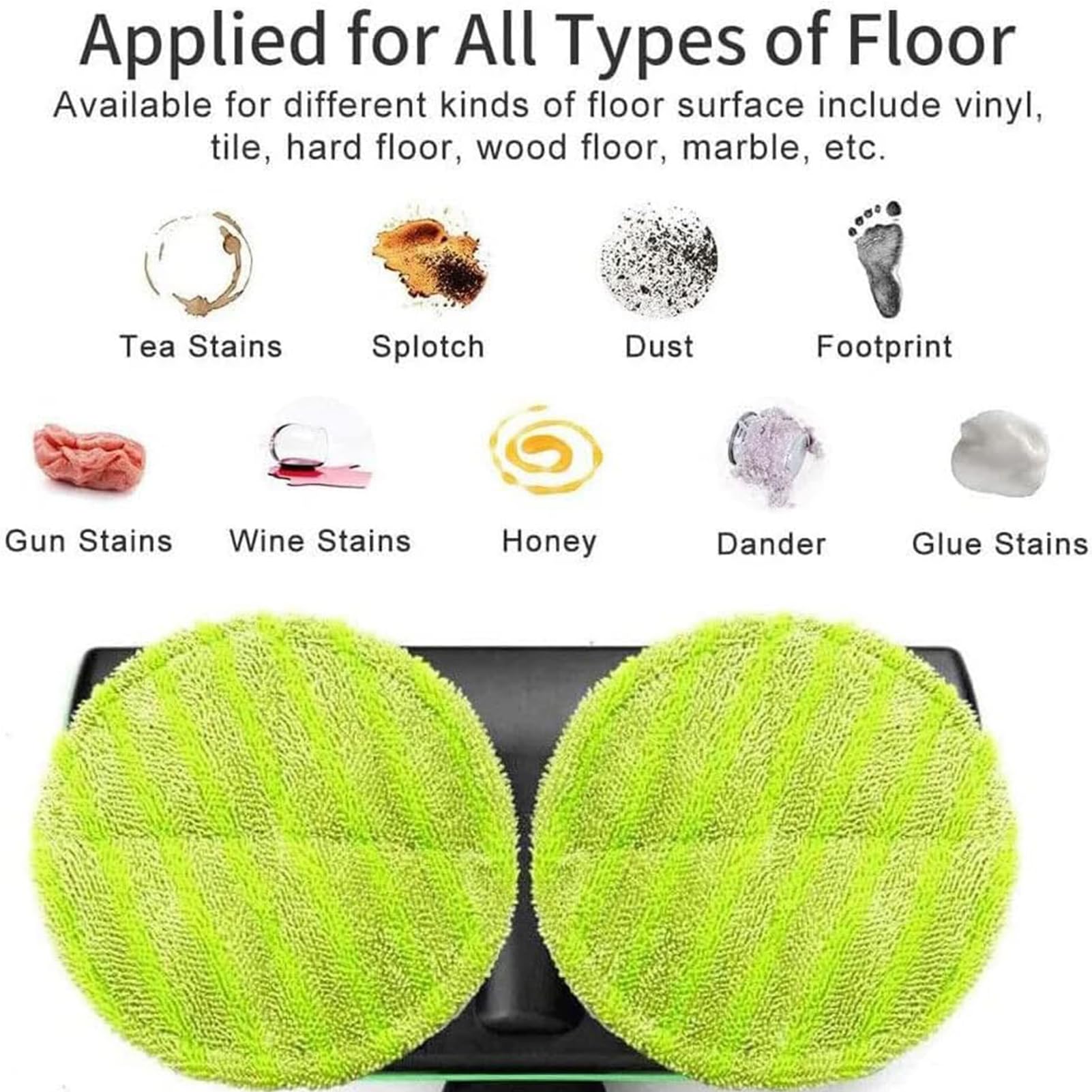 Fregona Eléctrica Inalámbrica con Mango Ajustable,Fregona Giratoria Limpiador Sin Cable con 2 Almohadillas Microfibra y 2 Almohadillas Pulido para Limpieza y Limpieza de Suelos