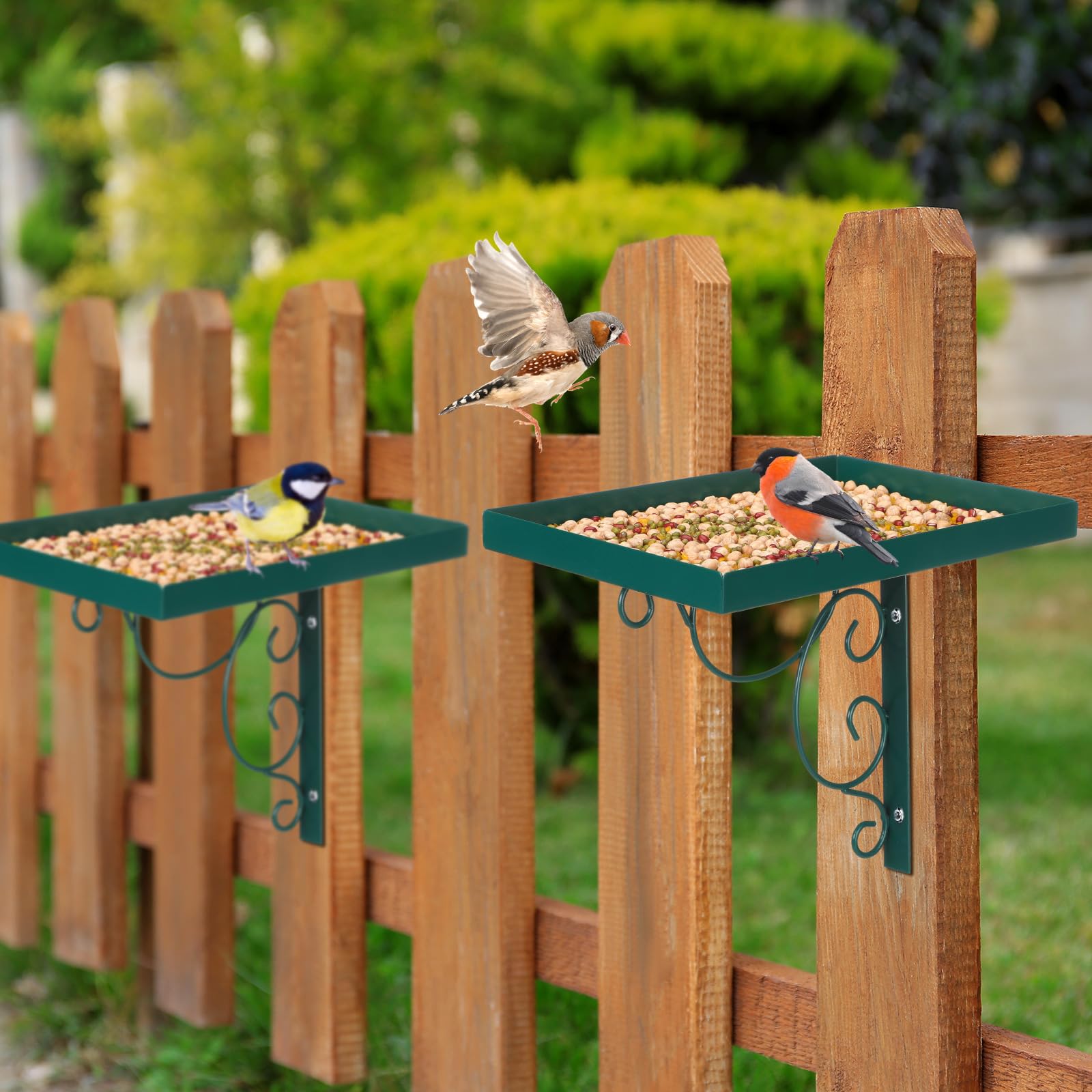 Abbylike Confezione da 2 mangiatoie per uccelli montate su albero, per esterni, in metallo, per l'alimentazione degli uccelli, decorazione da giardino, piattaforma per mangiatoia per uccelli selvatici