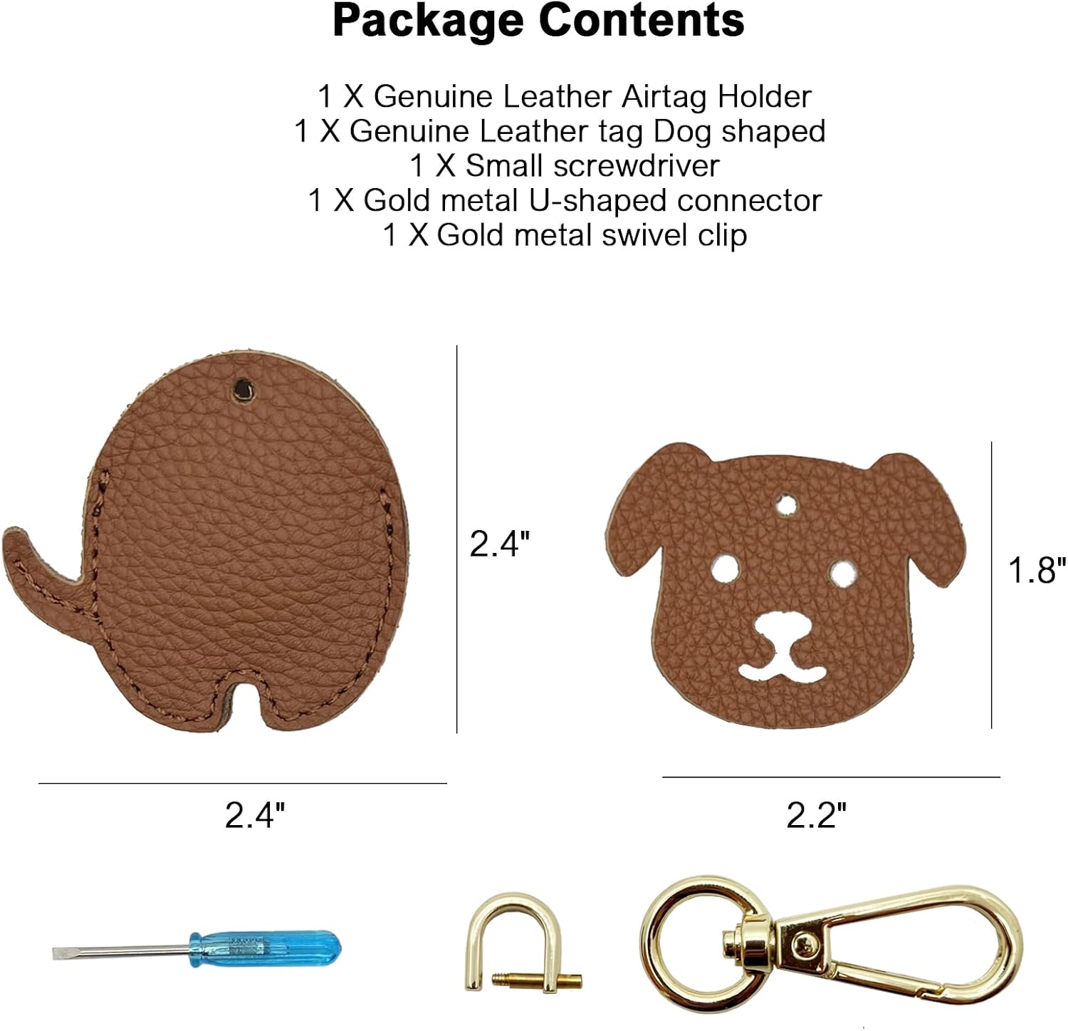 Dog Shaped Genuine Leather Keychain Holder Case Compatible with AirTag,Secure Cute Protective Air Tag Cover