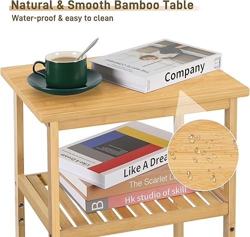 Miniatura 2 de smusei Juego de 2 mesas auxiliares, sala de estar para espacios pequeños, mesita de noche de granja para dormitorio, habitación de invitados,