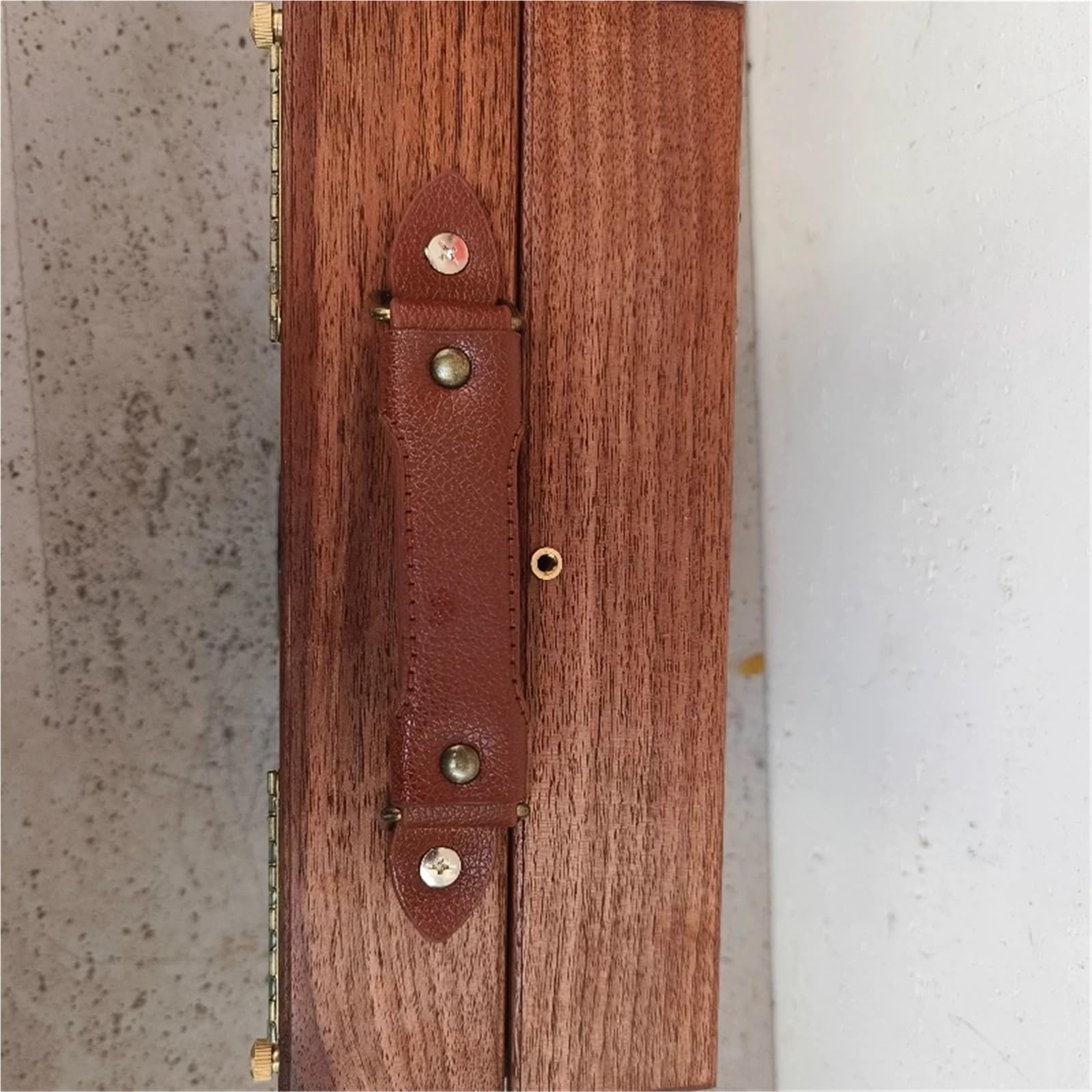 Tragbarer Malkoffer 18 * 24 cm bietet Platz for mehrere Gemälde, tragbarer Skizzier-Wachsöl-Malkasten aus schwarzem Walnussholz,Kartensteckplatz