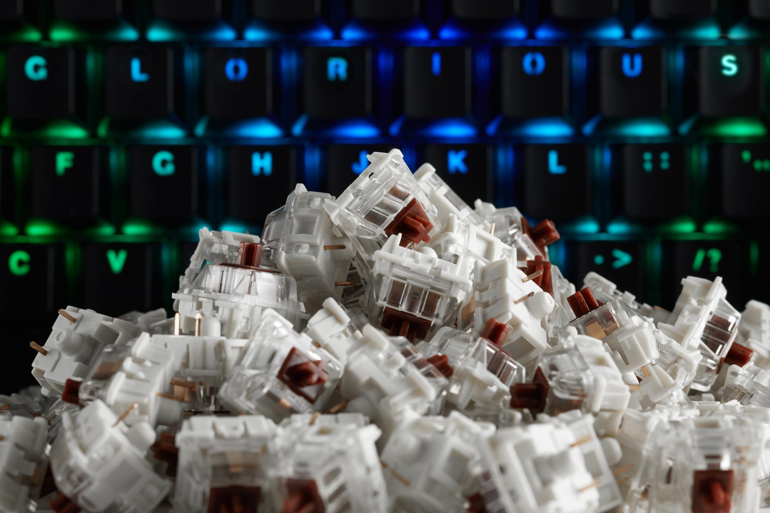 GLORIOUS Gateron Brown Switches Mécaniques Tactiles (120 Pièces) | Force Activation 45g, Compatibles Rétroéclairage RGB SMD LED, Design 3 Broches, Cycle De Vie 50 Millions Frappes Silencieux