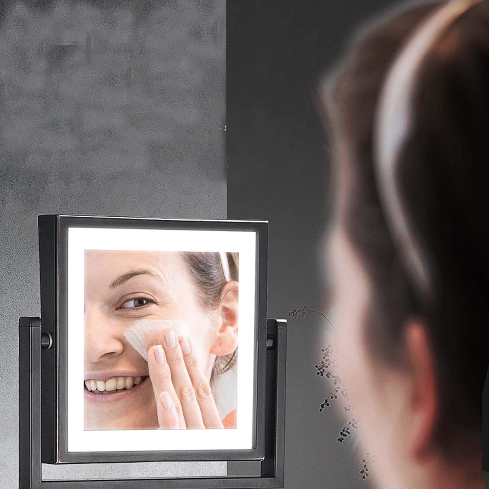 Miroir Maquillage Mural Extensible 20cm - Double Face 1x/10x - Pivotant 360° - Nickel Brossé