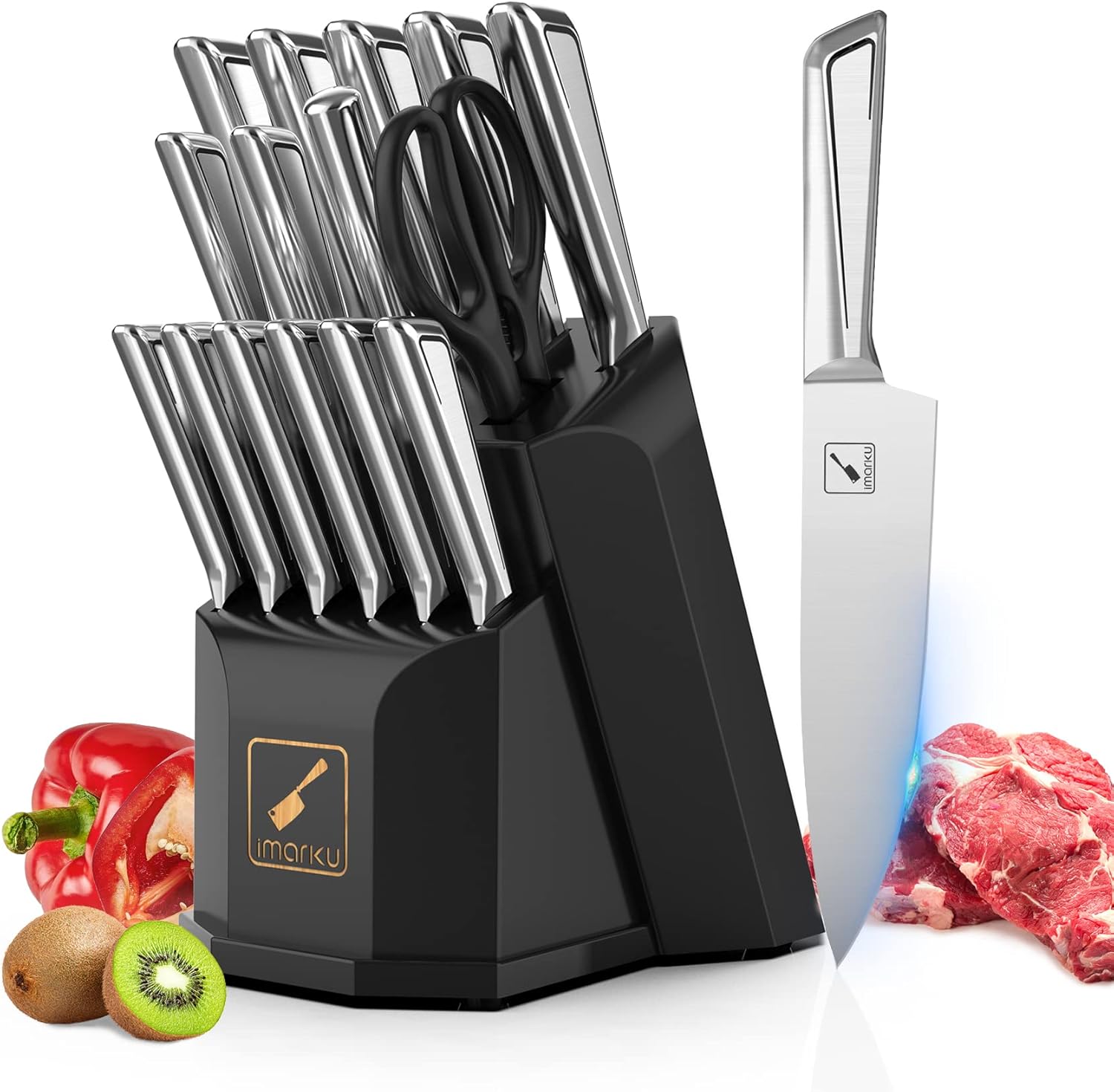 imarku Knife Set, 16 Pieces High Carbon Stainless Steel Knife Sets for
