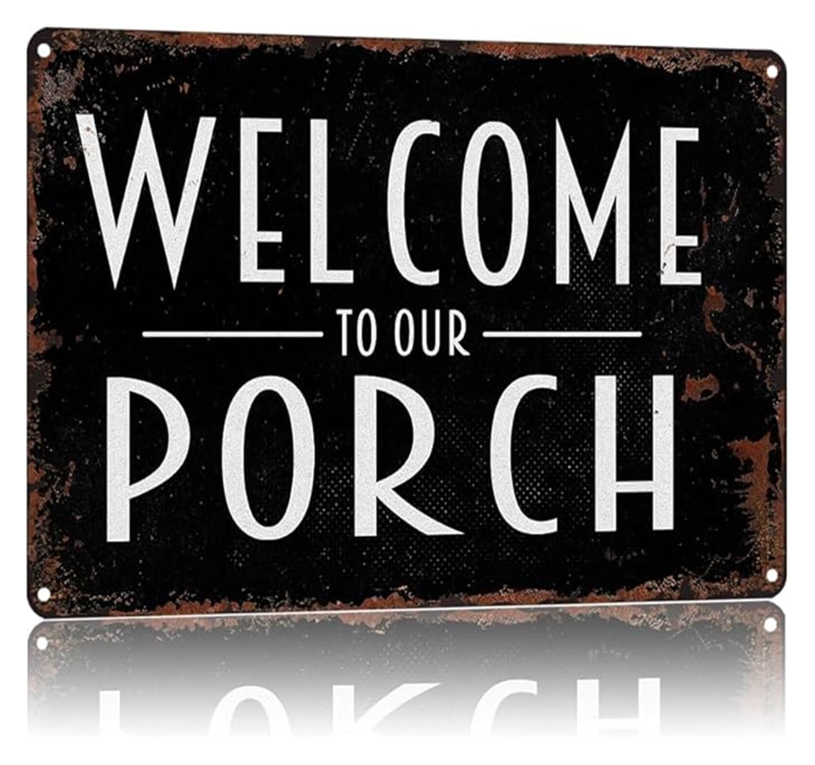 NWPNLXEA Porch Welcome Sign Vintage Tin Sign Welcome To Our Porch Funny Farmhouse Decor Metal Wall-Art for Entryway Patio Front Door 8 X 12 in