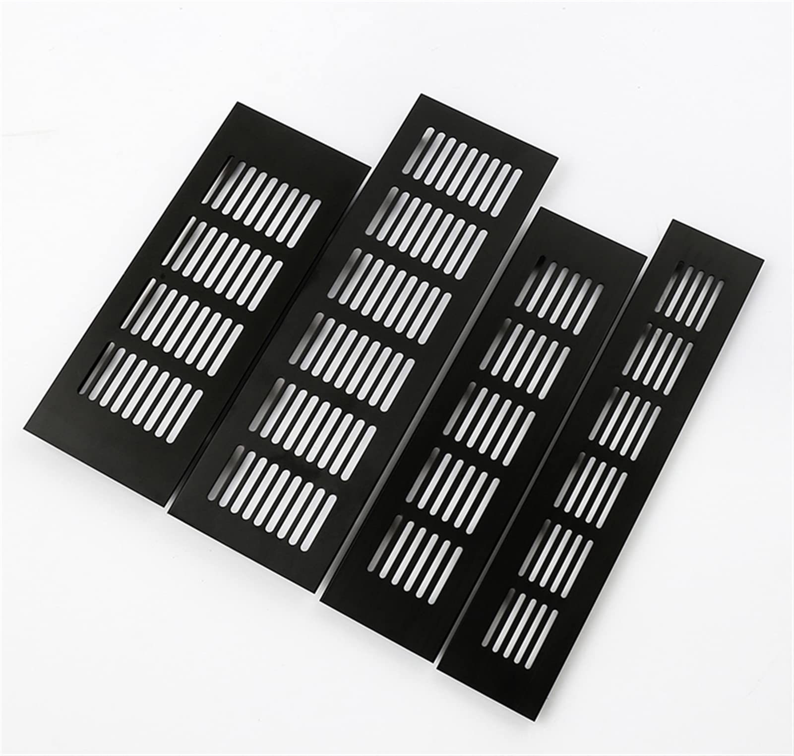 Liveinu Lüftungsgitter 50x800mm Schwarz – Mit Insektenschutz, Verstellbaren Dämpfern Für Decke/Wand/Boden