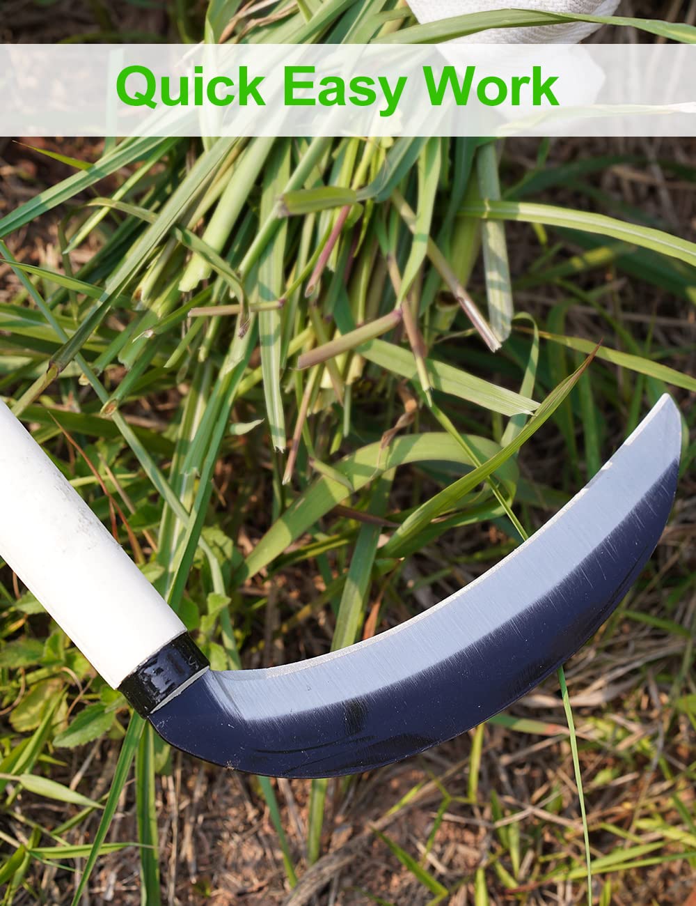 TOYPOPOR Sierp do trawy ze stali węglowej, 38 cm, japońskie ogrodnictwo, narzędzie ręczne do hodowli, narzędzie do usuwania chwastów, nóż do koszenia, ręczny nóż do koszenia, grube ostrze ogrodnicze