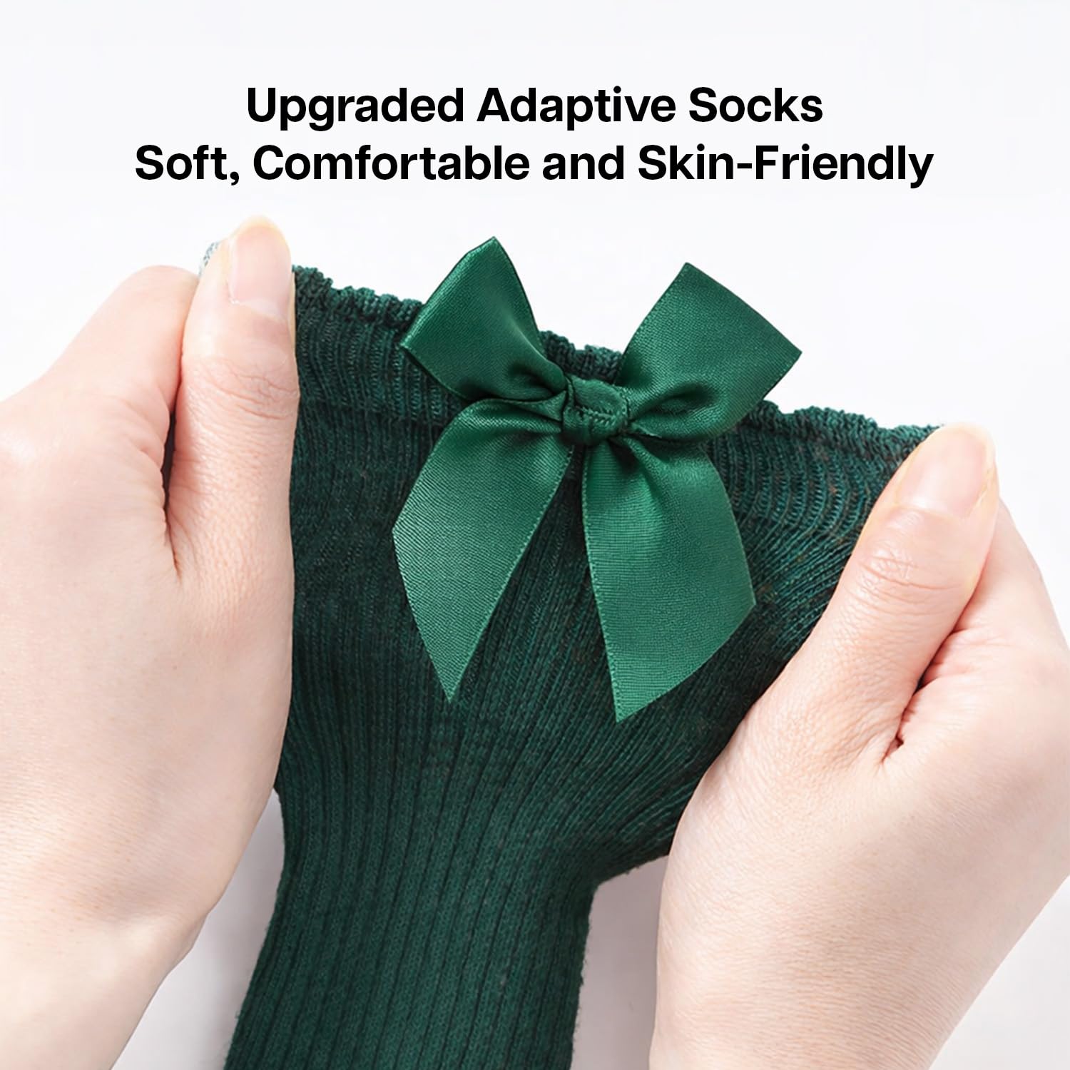 SYGA Baby Girls Baby Long Socks Cotton, Over The Knee, No Tightness, High-Top, Bow Pattern- Suitable For 0-1 Year (Dark Green) 4