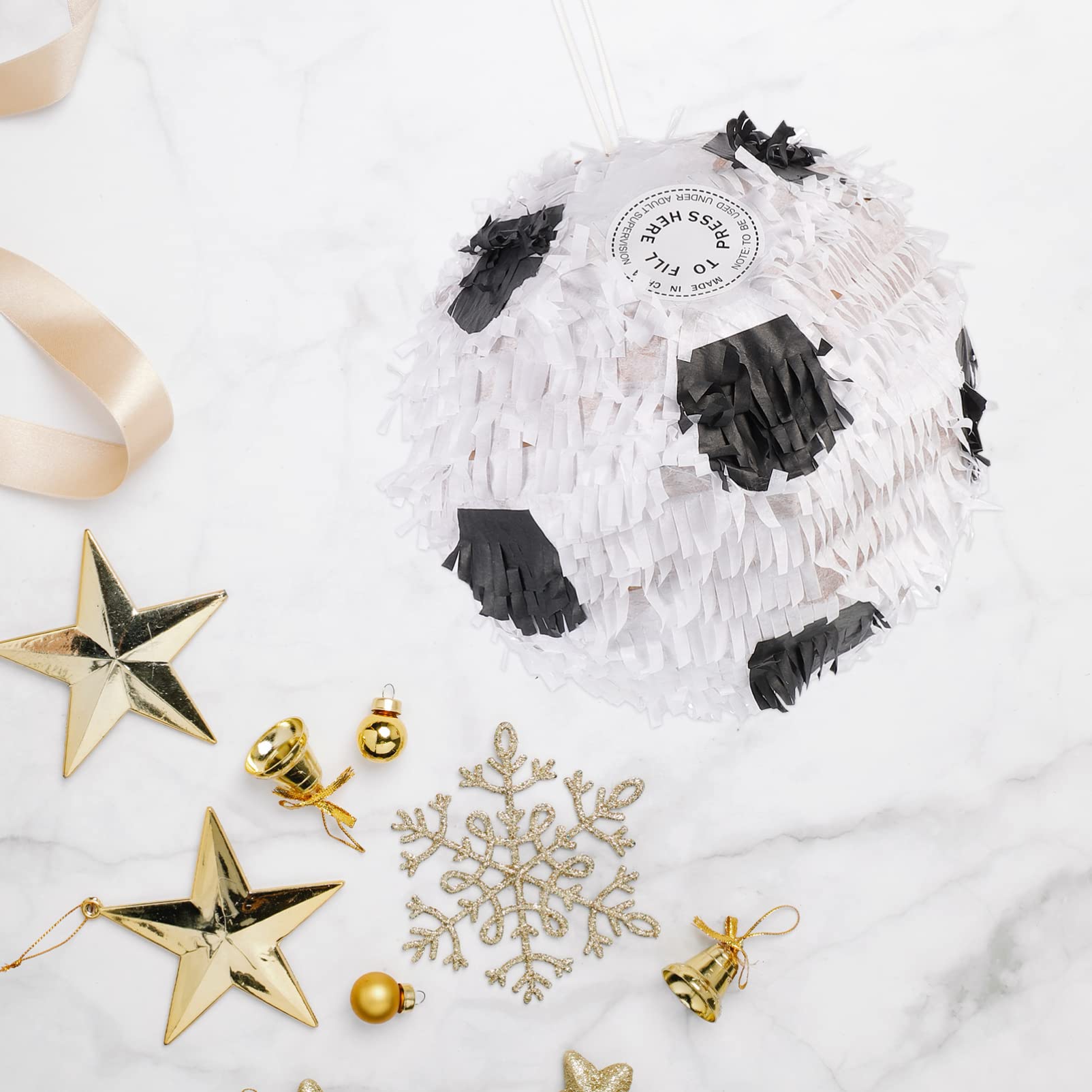 NUOBESTY Football Pinata Soccer Pinata Ball Paper Hanging Lanterns Sugar Filled Toy for Sports Birthday Party Soccer Game Party Favor