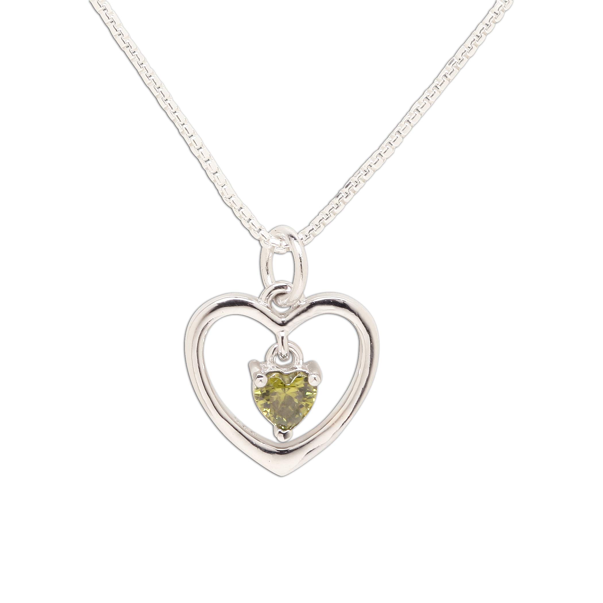 Girl's Sterling Silver"Dancing Heart" Simulated Birthstone Necklace