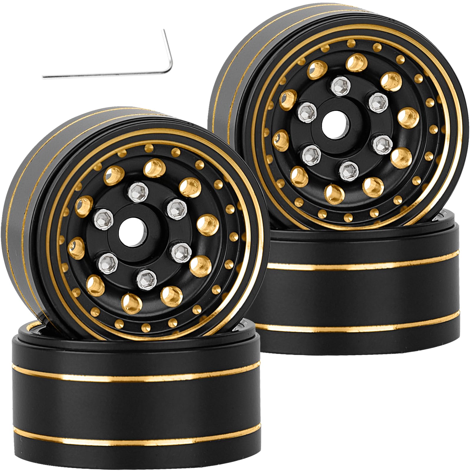 RcarmubWow 1.0 Brass Beadlock Wheels Rims for 1/24 1/18 RC Crawler Car SCX24 TRX4M,Brass 1.0 Beadlock Wheels 1.0 Beadlock Rims RC 1.0 Wheels,4pcs