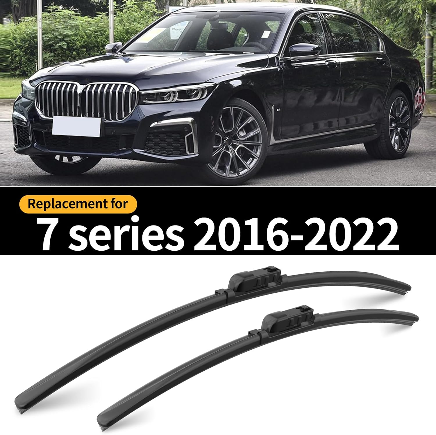 Front Windshield Wiper Blades for BMW 7 Series 740i 740Li 750i 750Li 2016-2022, Quiet and Streak-Free Wipers Assembly All-Season OEM Auto Replacement (2 Pack)
