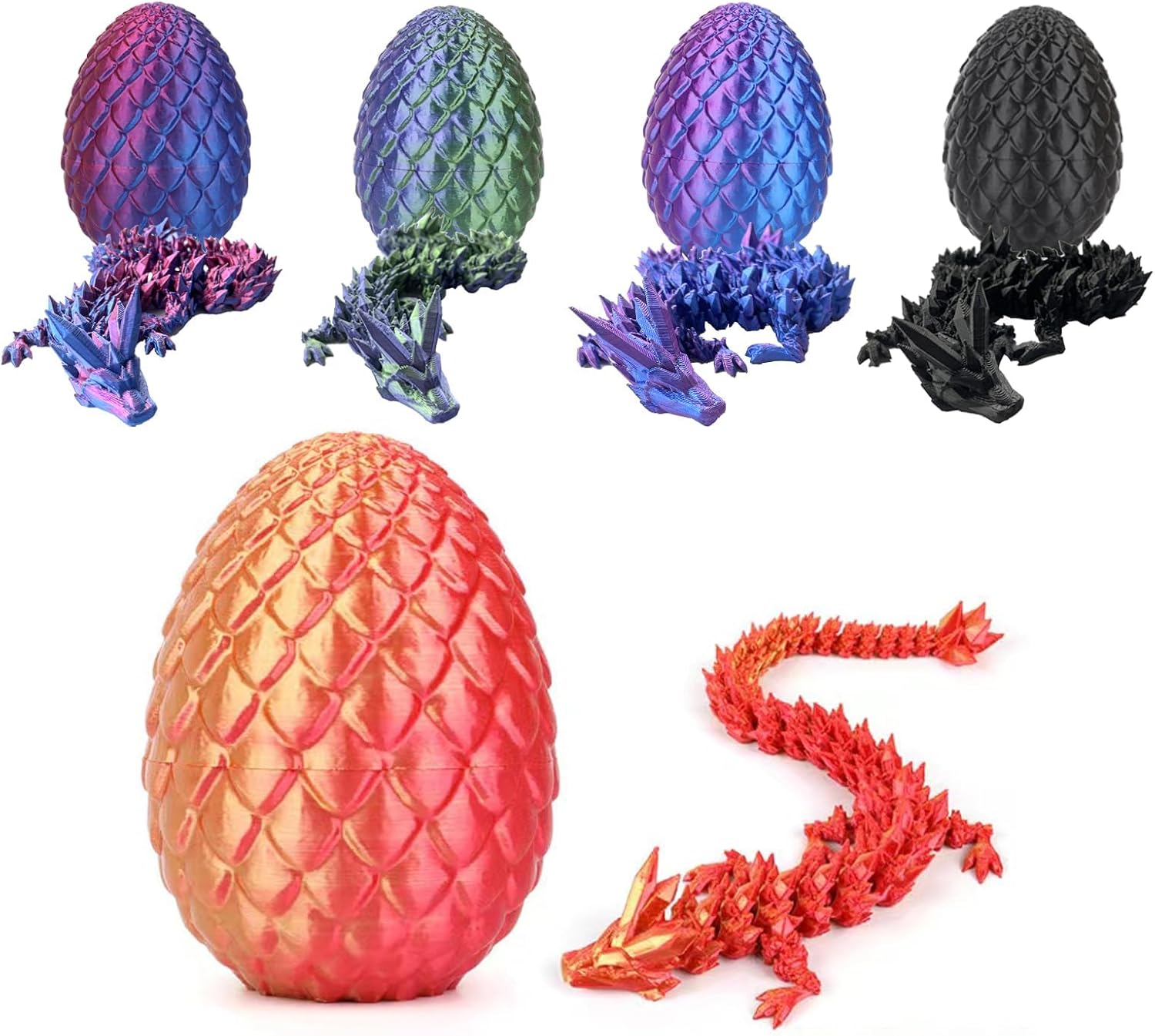 3D Printed Dragon with Egg, Large Crystalynx Eggs with Dragons Inside, Cool Articulated 3 d Printed Fidget Toy for Kids Boys Girls and Adults