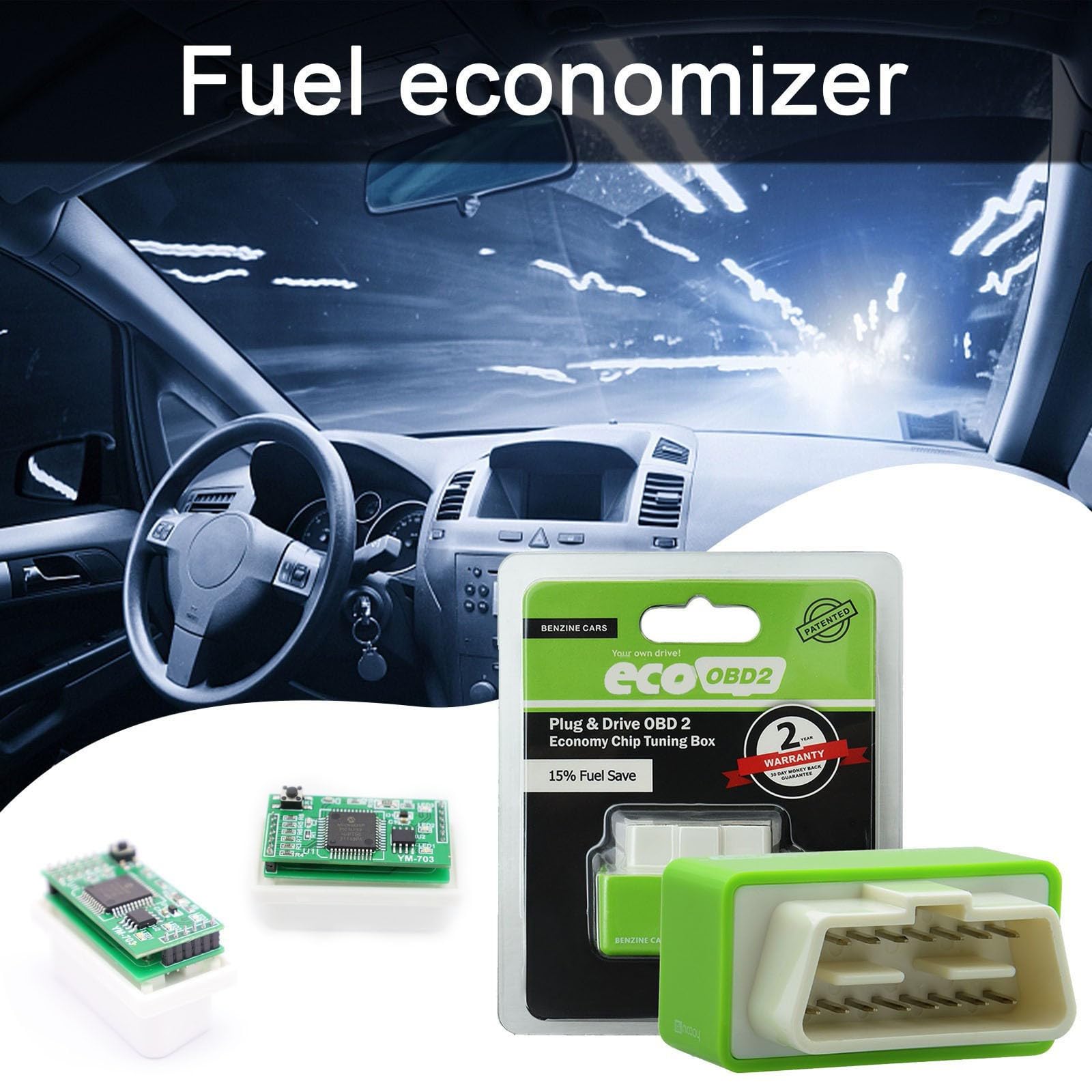 3Pcs Automobile Power Upgrade Fuel Saving, ECO-OBD2 Automotive Plug and Driver Single Plate, Automotive Energy Saver Accessories, ECO- OBD2 Fuel Saver (D) - 2