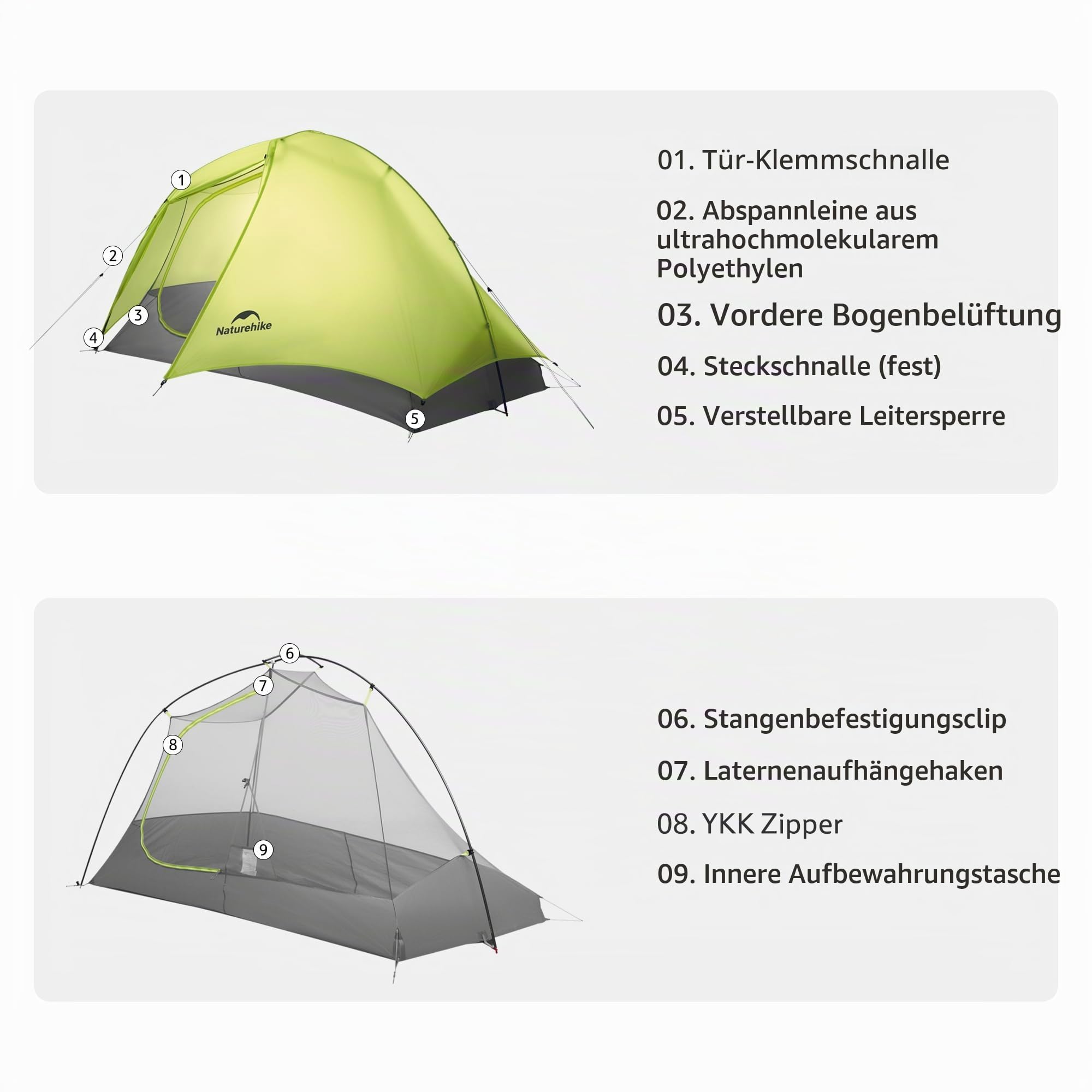 Naturehike Star Trails EXT Wanderzelt Ultraleichtes 1-2 Personen Campingzelt, Wasserdichtes Outdoor Zelt für Abenteuer, Kompaktes Design mit Autotauglichkeit
