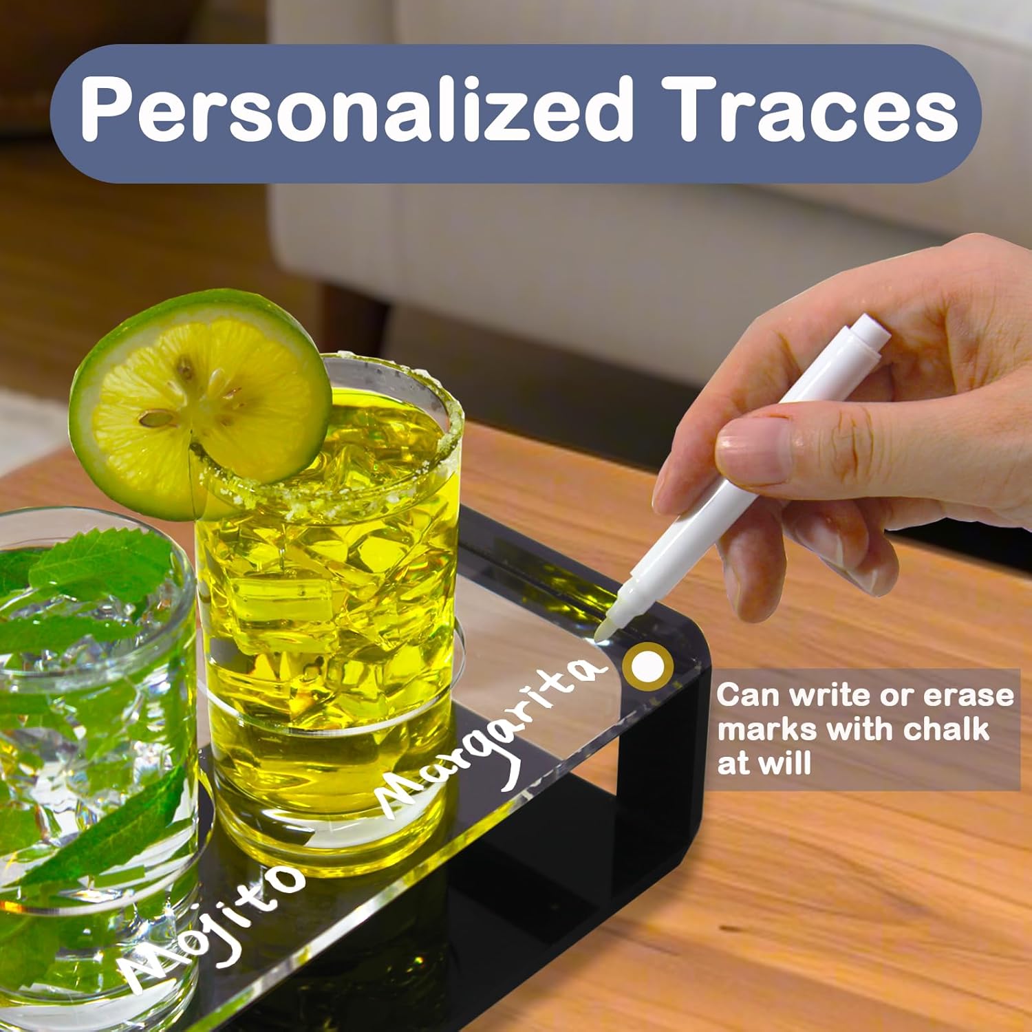 Acrylic Drink Flight Boards with Glasses, Easy Clean Drink Flight Tray Set, Mimosa Flight Boards, Writable Drink Flight Holder Beer Flight Boards for Hosting Essentials Bartender Accessories