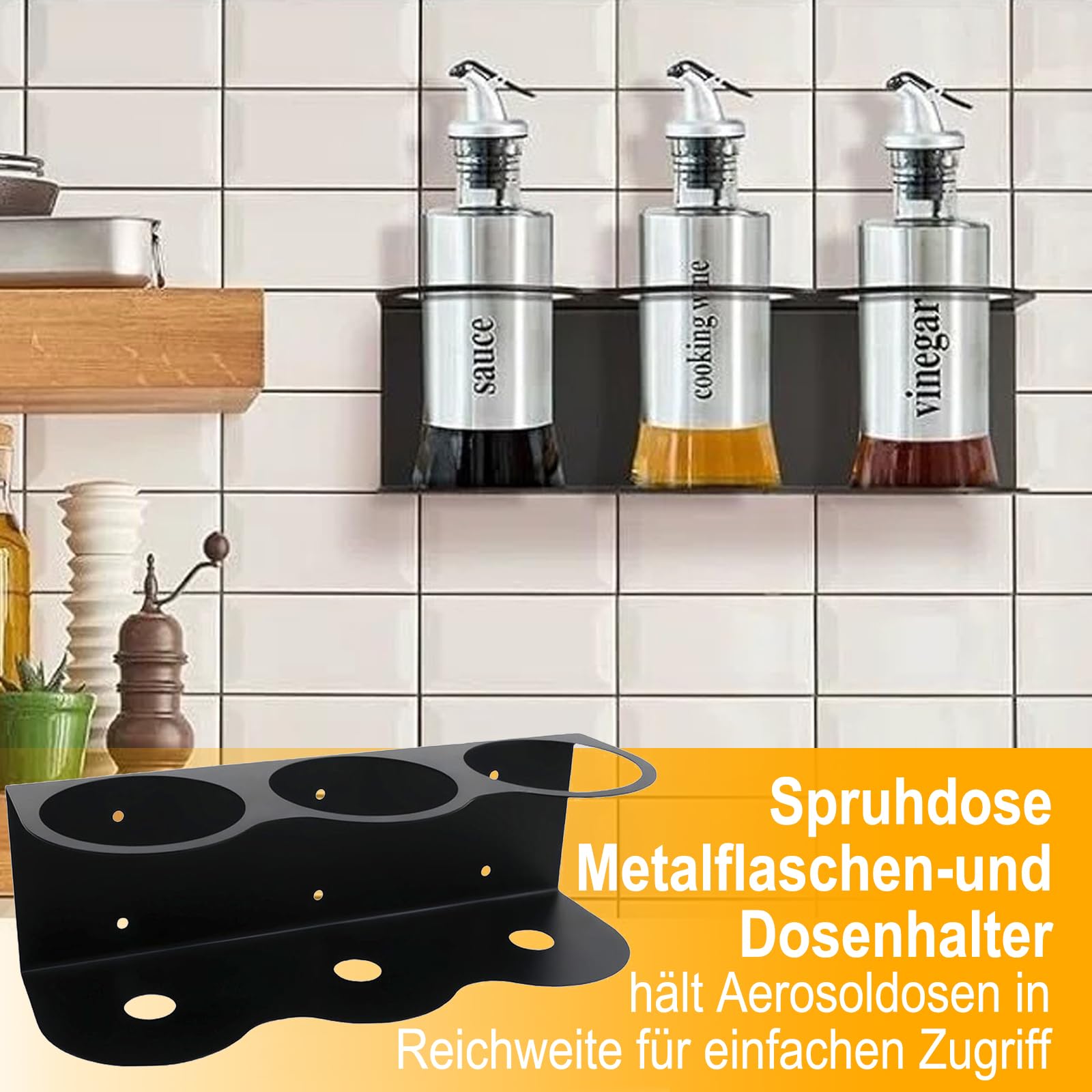 Bombolette Spray Portabottiglie Spray, Porta Lattine, Porta Bombolette Spray, Supporto per Bomboletta Spray, Accessorio per Attrezzi ad Aria Compressa per Garage Officina (3 Slot)