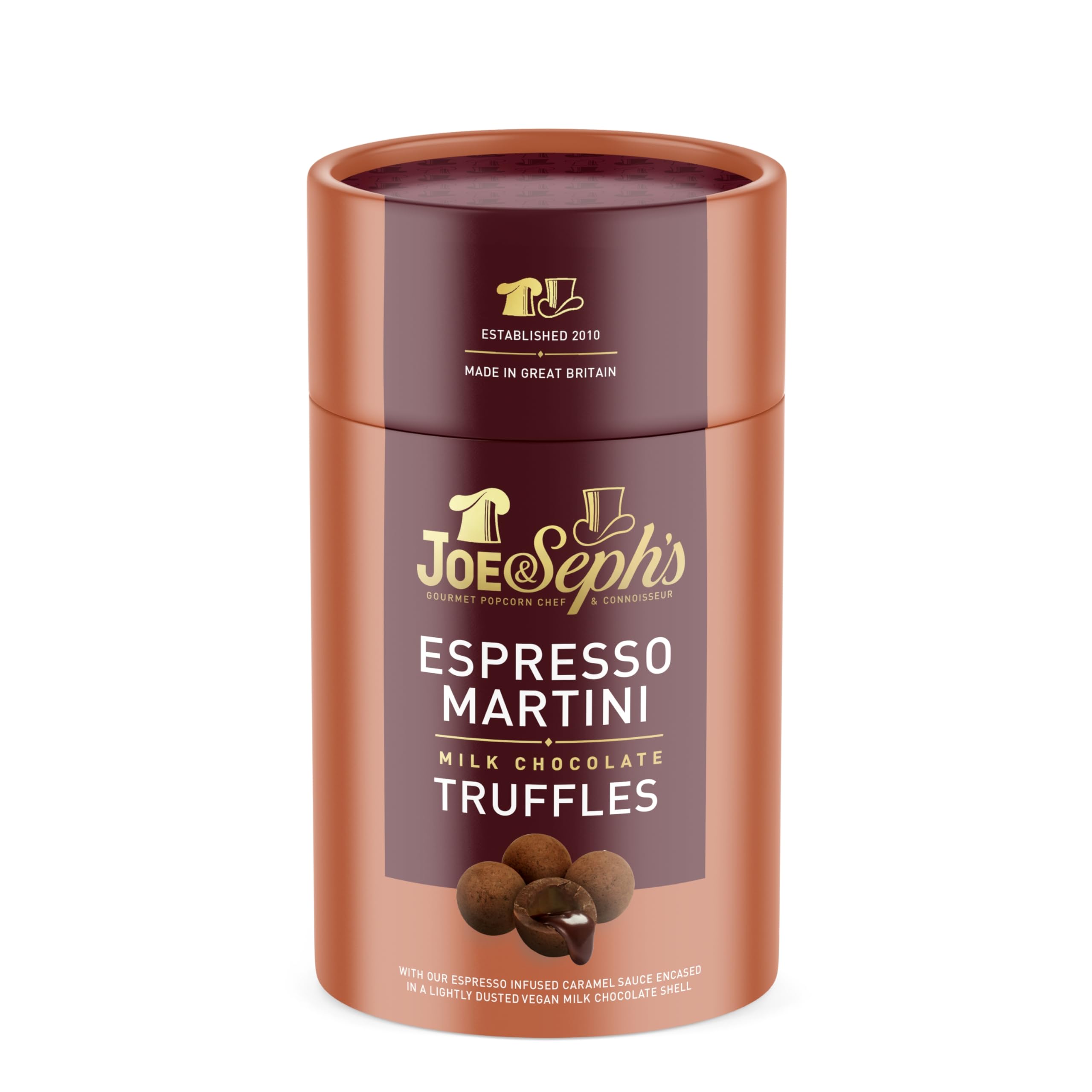 Joe & Seph'sEspresso Martini Milk Chocolate Truffles Gift Box (1x100g), Luxury Cocoa-Dusted Chocolate, smooth salted caramel, gifts for men and women, chocolate gift