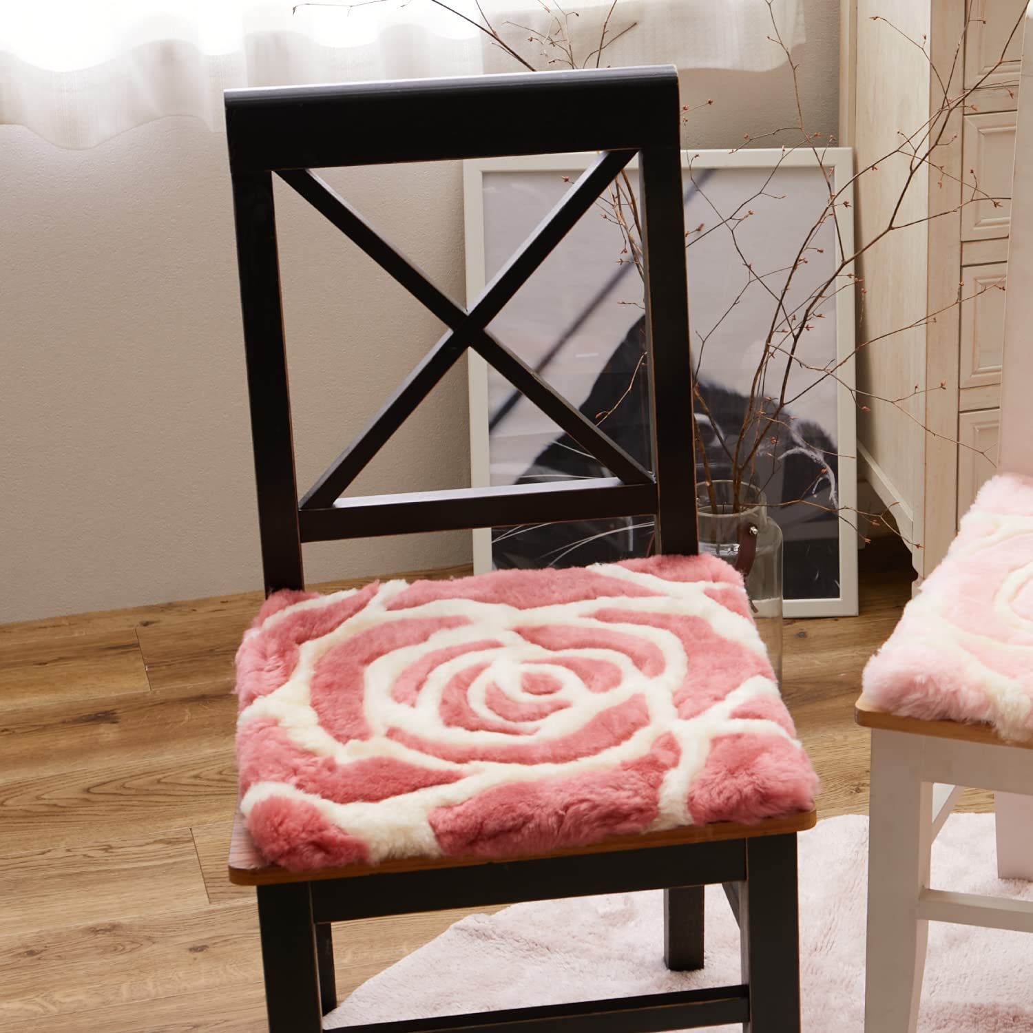 Amazon.co.jp: 萩原 ムートン クッション 座布団 ローズ 約40×40cm 「M