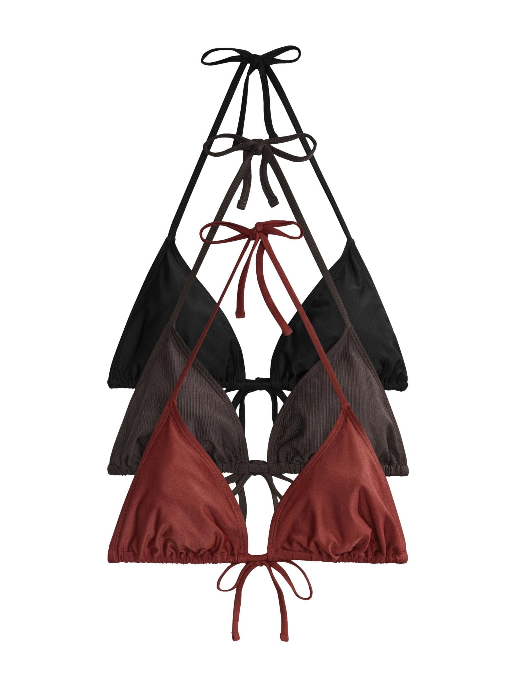 THE SET Mujeres Pack de 3 Tops de Bikini Triangulares de diseño Anudado