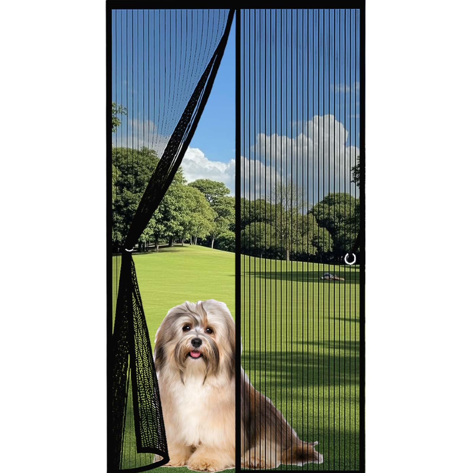 Feijdon Black Magnetic Door Screen 130X195cm(Widthxhigh) Durable, Keeps Bugs Out, Kid And Pet Friendly Screen Doors With Magnets Hundreds Of Sizes, Lets Fresh Air In,