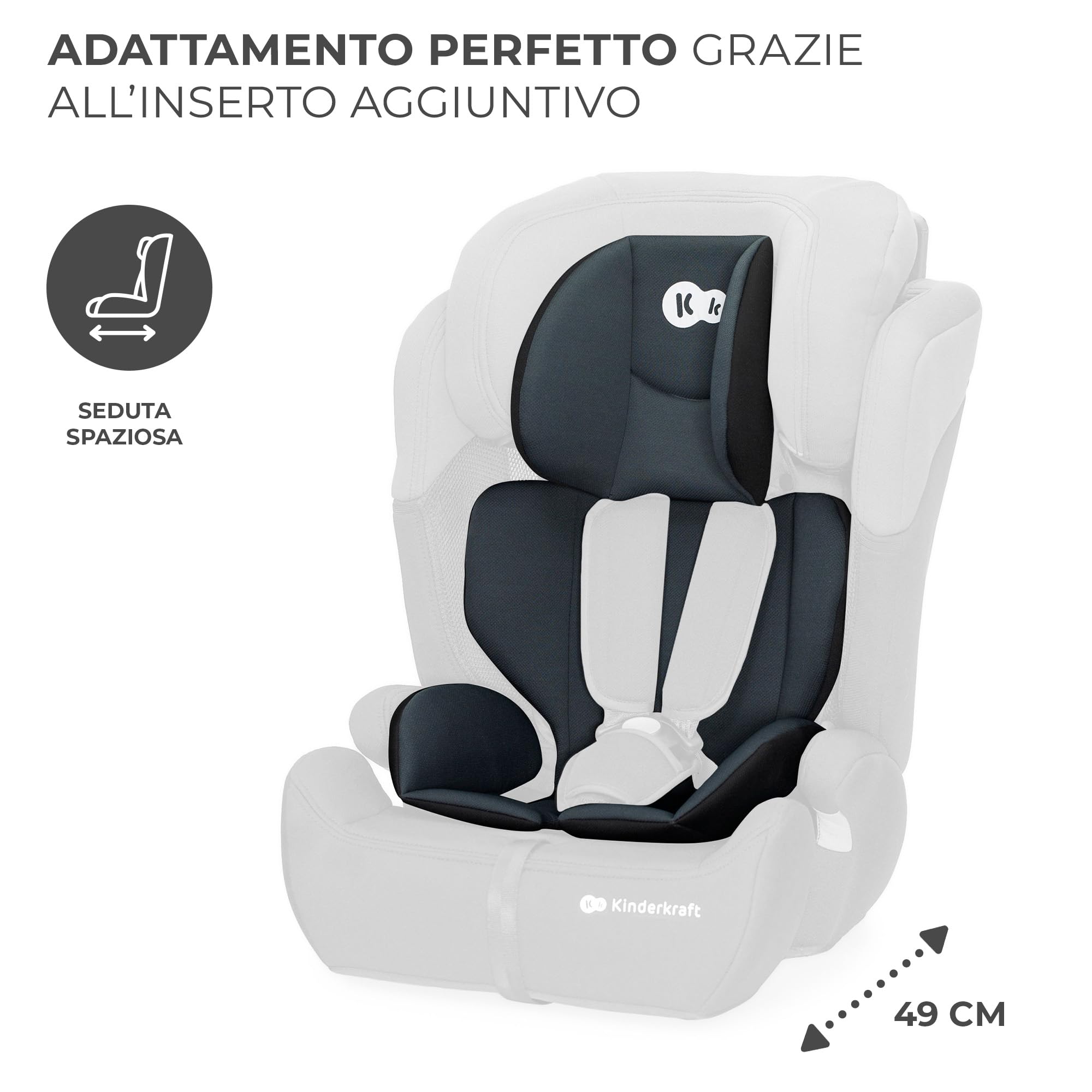Kinderkraft COMFORT UP I-SIZE 76-150 cm Seggiolino auto 9-36 kg, Poggiatesta Regolabile di 11 livelli, Seduta spaziosa, Cinture di Sicurezza, Inserto modulare dotato, Gruppo 1/2/3, Nero
