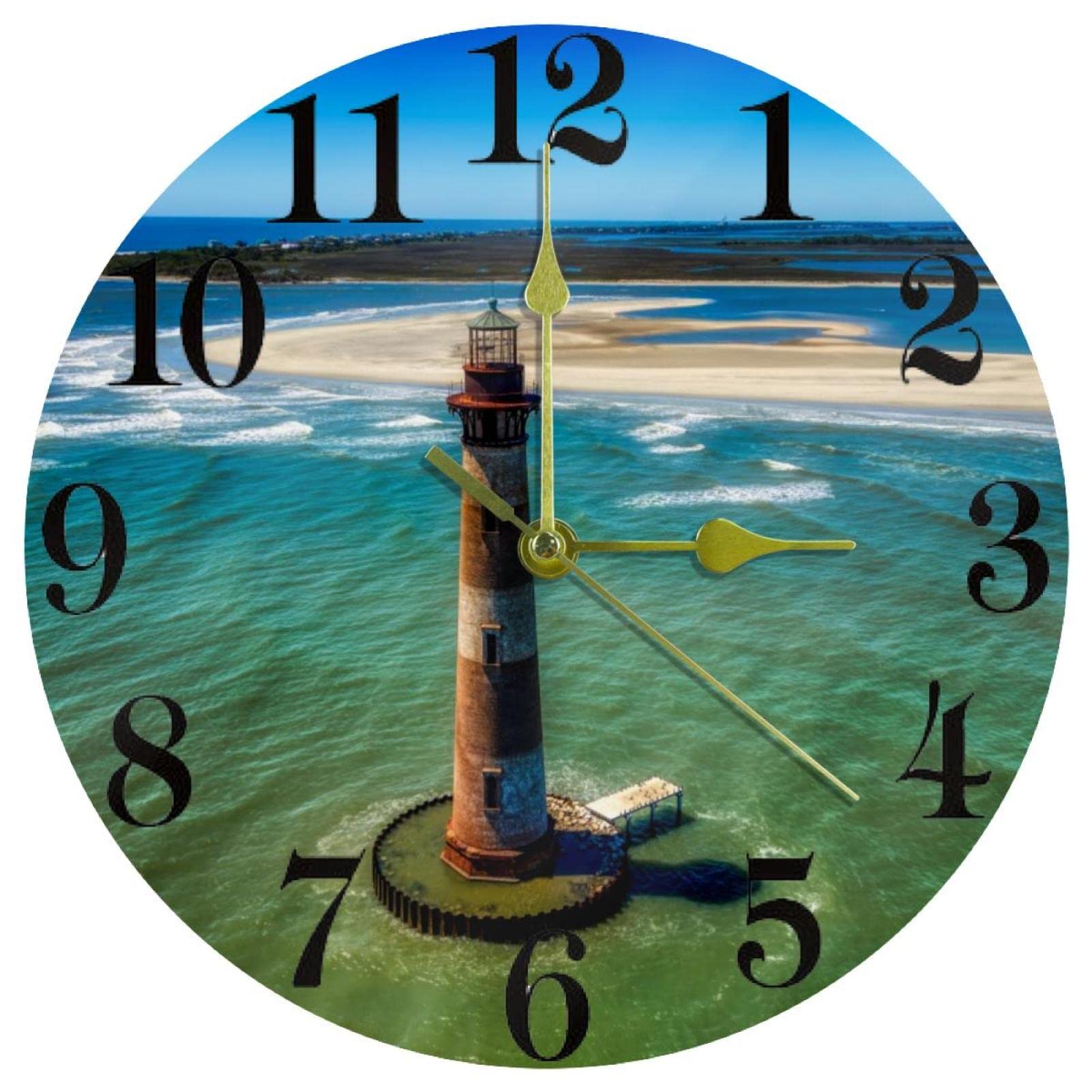 Horloge murale ronde Mer Océan quartz silencieuse 25,4 cm pour bureau