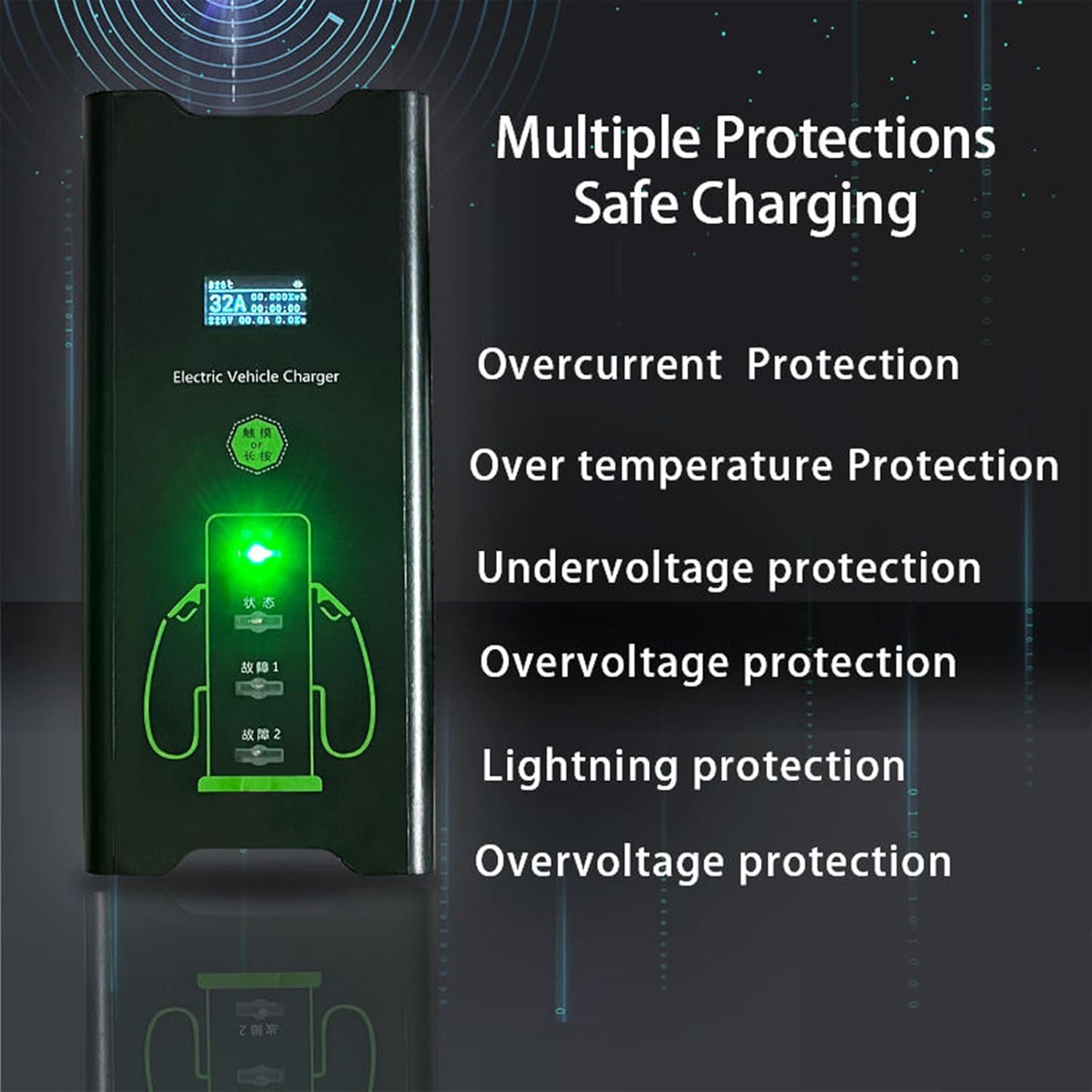 Portable 16/32A EV Charger Level 2 Cable Portable Home Electric Vehicle Charging Station IP65 Waterproof Charge Faster