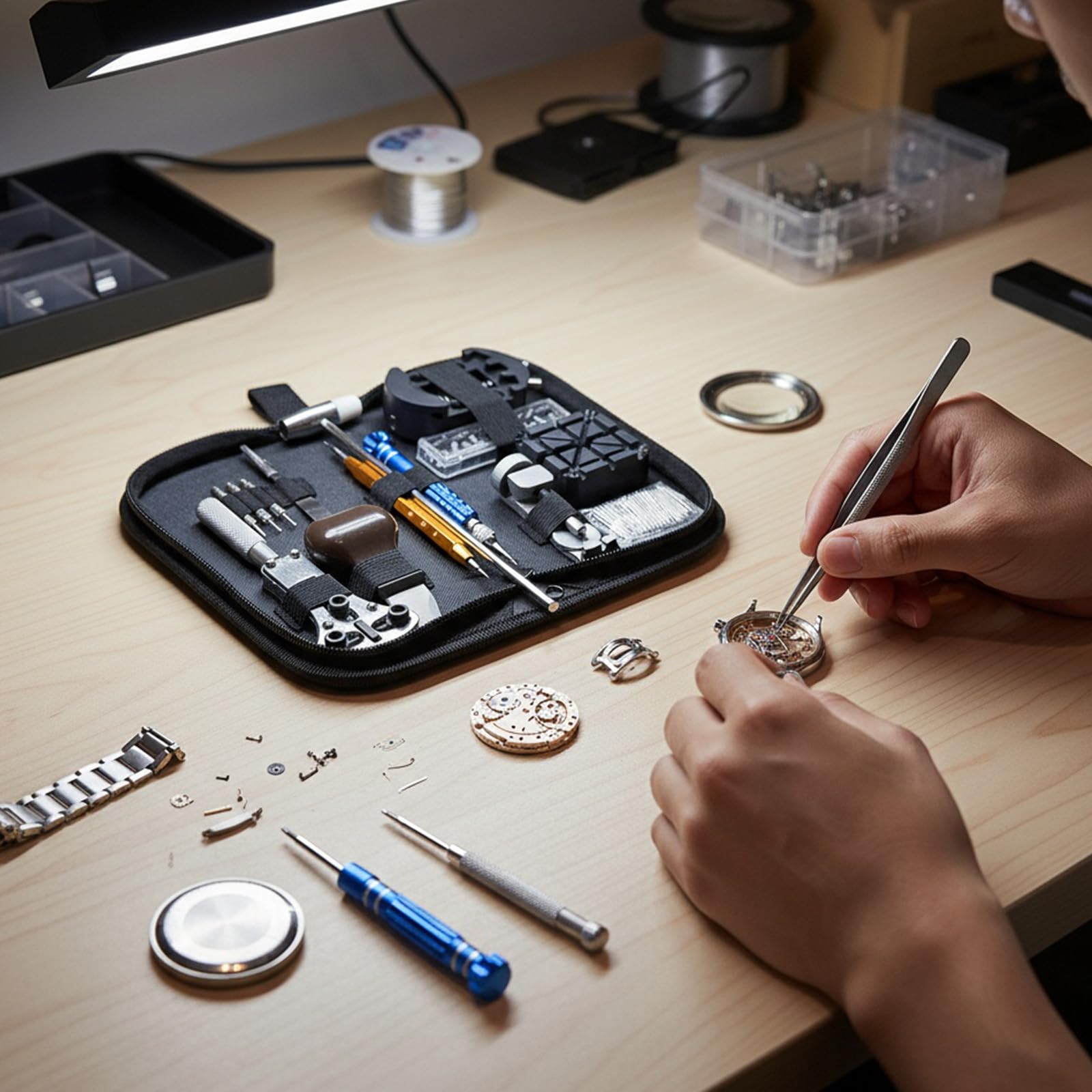 Precisions Uhrenreparaturwerkzeug Komplettes Wartungsset Rutschfeste Griffe Ideal Für Batteriewechsel Und Bandeinstellung Schraubenschlüssel Öffner Werkzeug