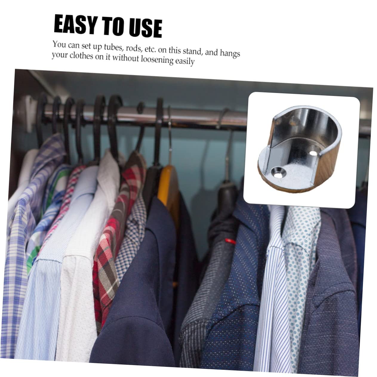 Cabilock Closet Pole Socket Bracket Zinc Alloy Shower Rod Holder for Easy Installation for Bathroom and Closet Rod Support and Sturdy Design