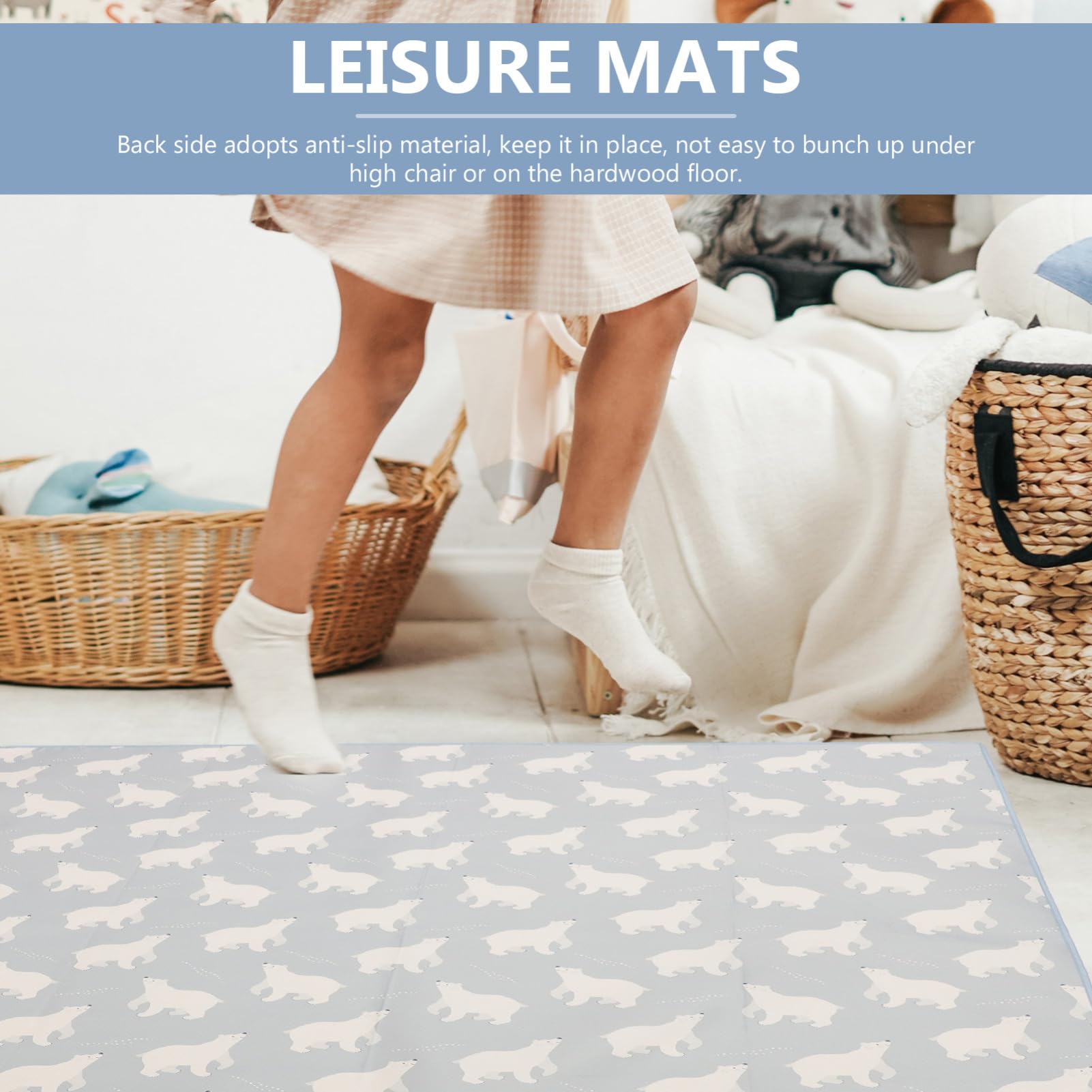 Tapis de Chaise Haute Antidérapant pour Bébé, Polyester Lavable