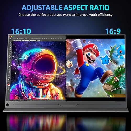 Miniatura 6 de Newsoul Monitor portátil 2K 144Hz 18", 100% DCI-P3 FreeSync HDR 2560x1600 Monitor portátil para juegos con VESA, HDMI USB C mate IPS cuidado ocular