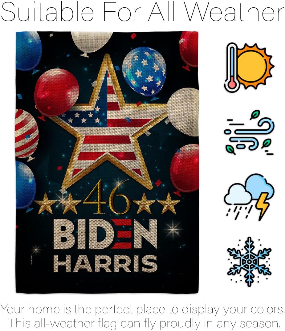 Biden Harris Flag 46 Burlap Garden Flag Set Wall Hanger Patriotic Vote President Democrat Republican Tea Party United State American Election House Banner Small Yard Gift Double-Sided, Made in USA