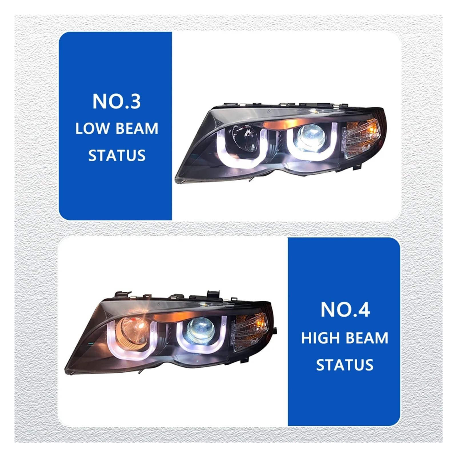 Pasuje do B//M//W serii 3 E46 4 drzwi 02-06 w pełni Led DRL reflektor samochodowy montaż sygnału akcesoria samochodowe zmodyfikowana lampa reflektory LED(Low led high halogen)