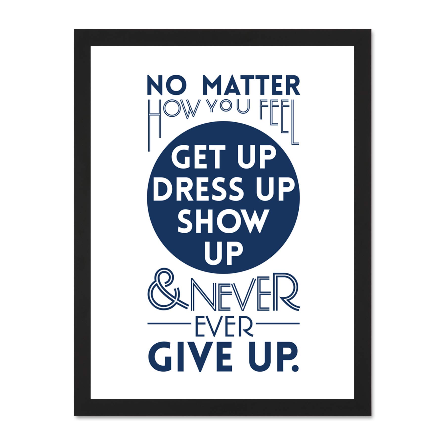Motivational Get Up Never Give Up Large Framed Art Print Poster Wall Decor 18x24 inch