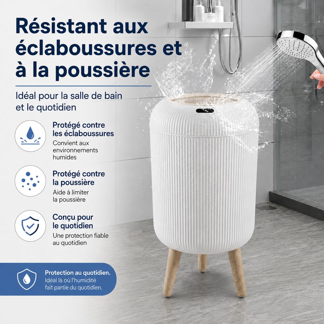 Poubelle Automatique Électrique 10L Blanche avec Couvercle Design pour Salle de Bain et Cuisine - Petite Poubelle WC Toilette à Ouverture Automatique, Anti-Odeur, Intelligente (10L)